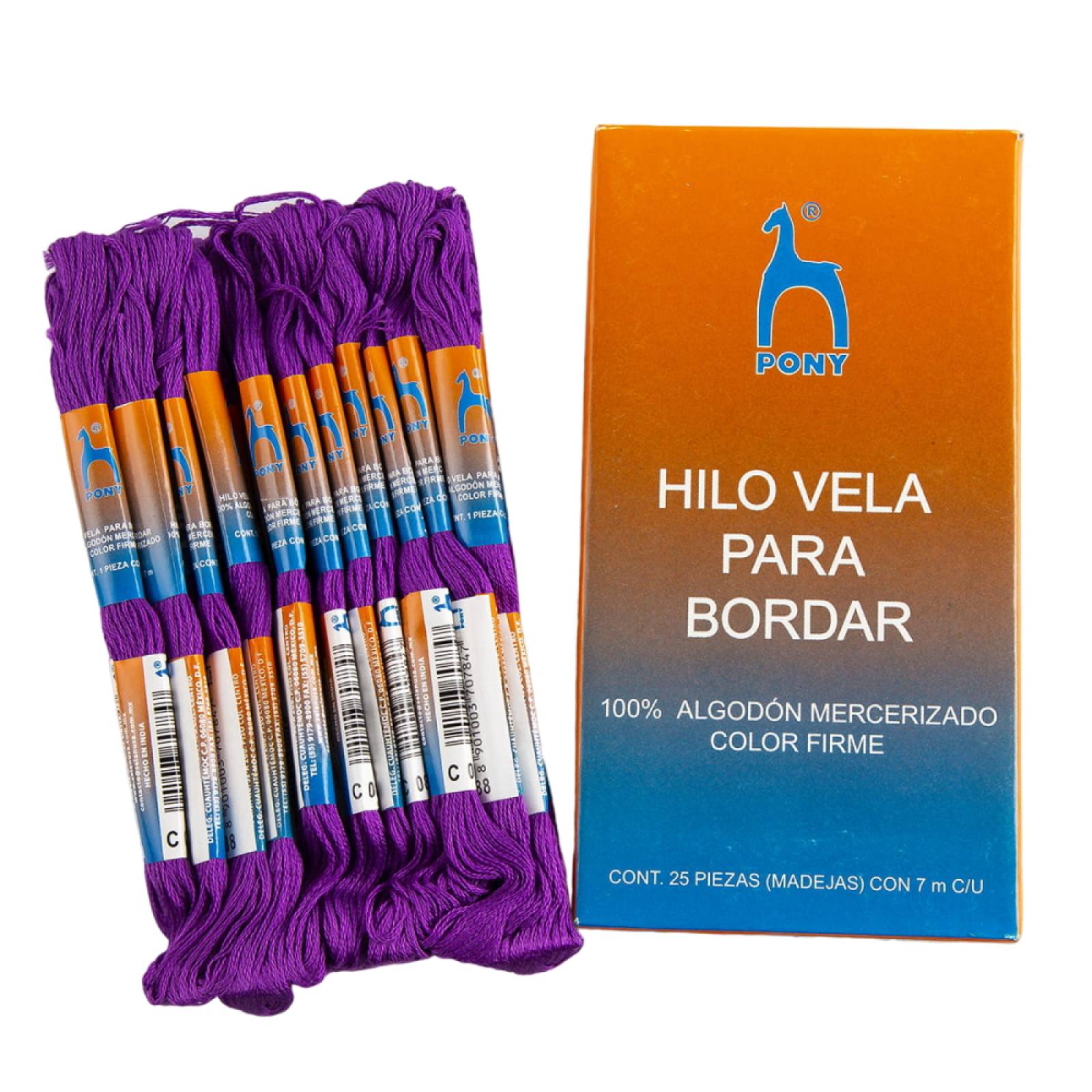 Hilo Violeta Bordar Vela Algodón Mercerizado 25 Madejas 7m Pony