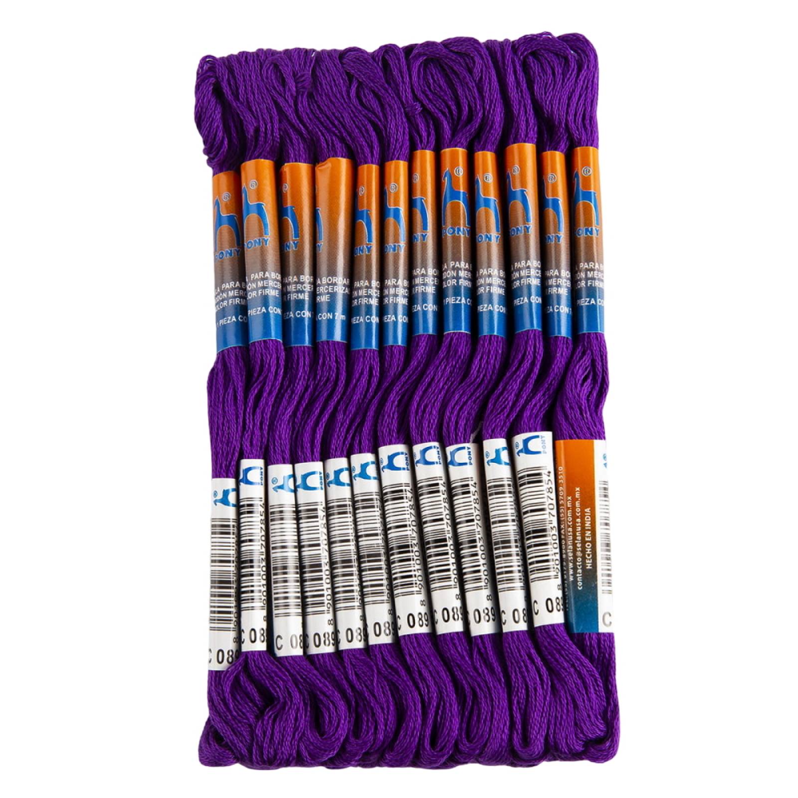 Hilo Morado Bordar Vela Algodón Mercerizado 25 Madejas 7m Pony