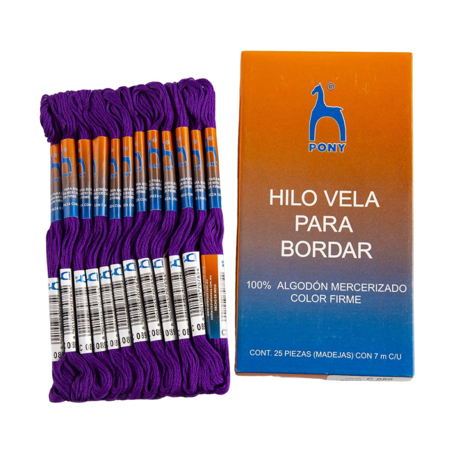 Hilo Morado Bordar Vela Algodón Mercerizado 25 Madejas 7m Pony