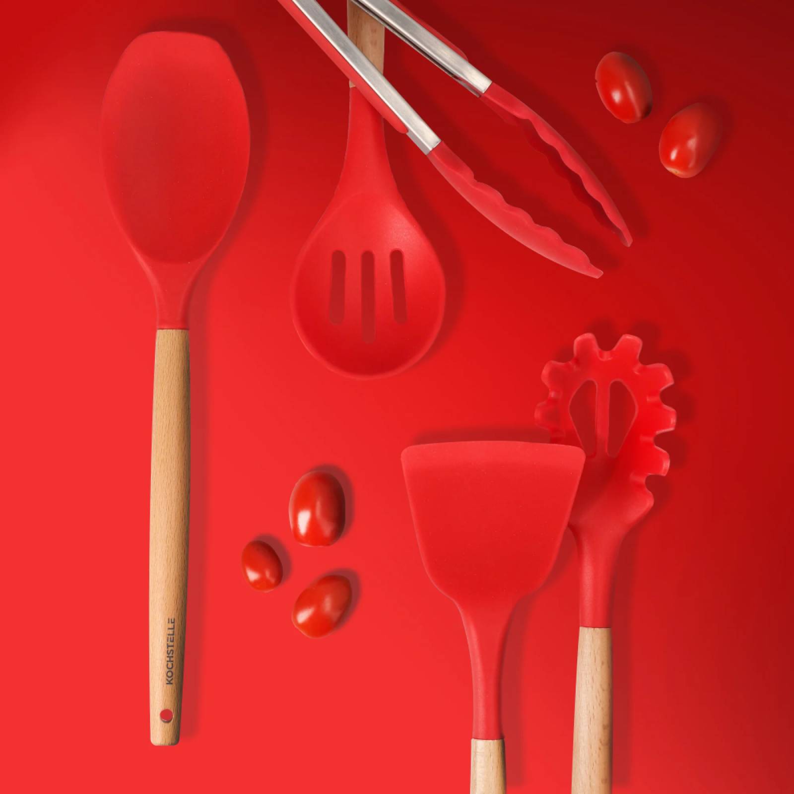 Utensilios Cocina Silicon Rojo Suave Con Soporte Kochstelle