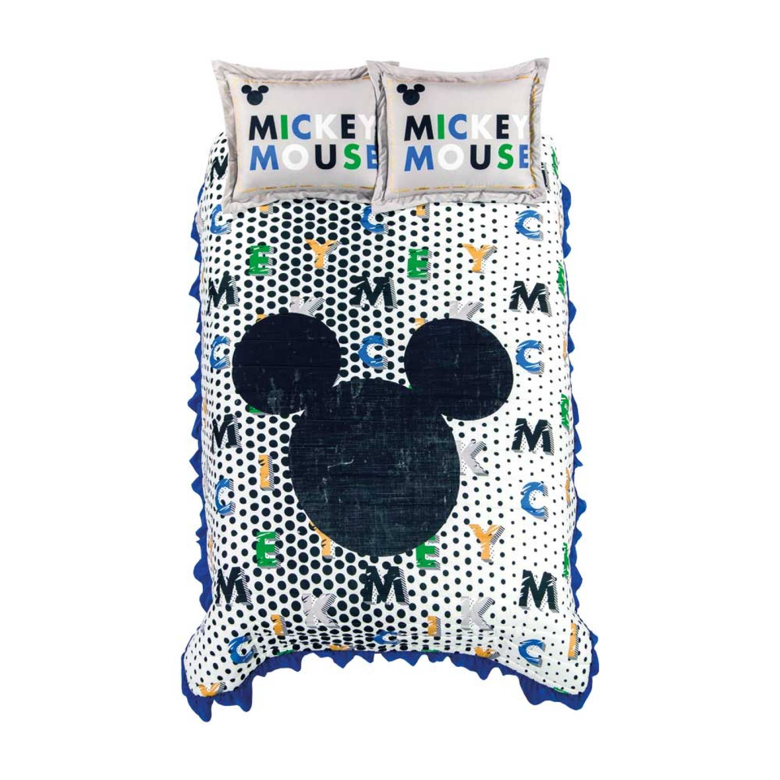 Colcha Funda Mickey Blue Individual Microfibra Suave Concord