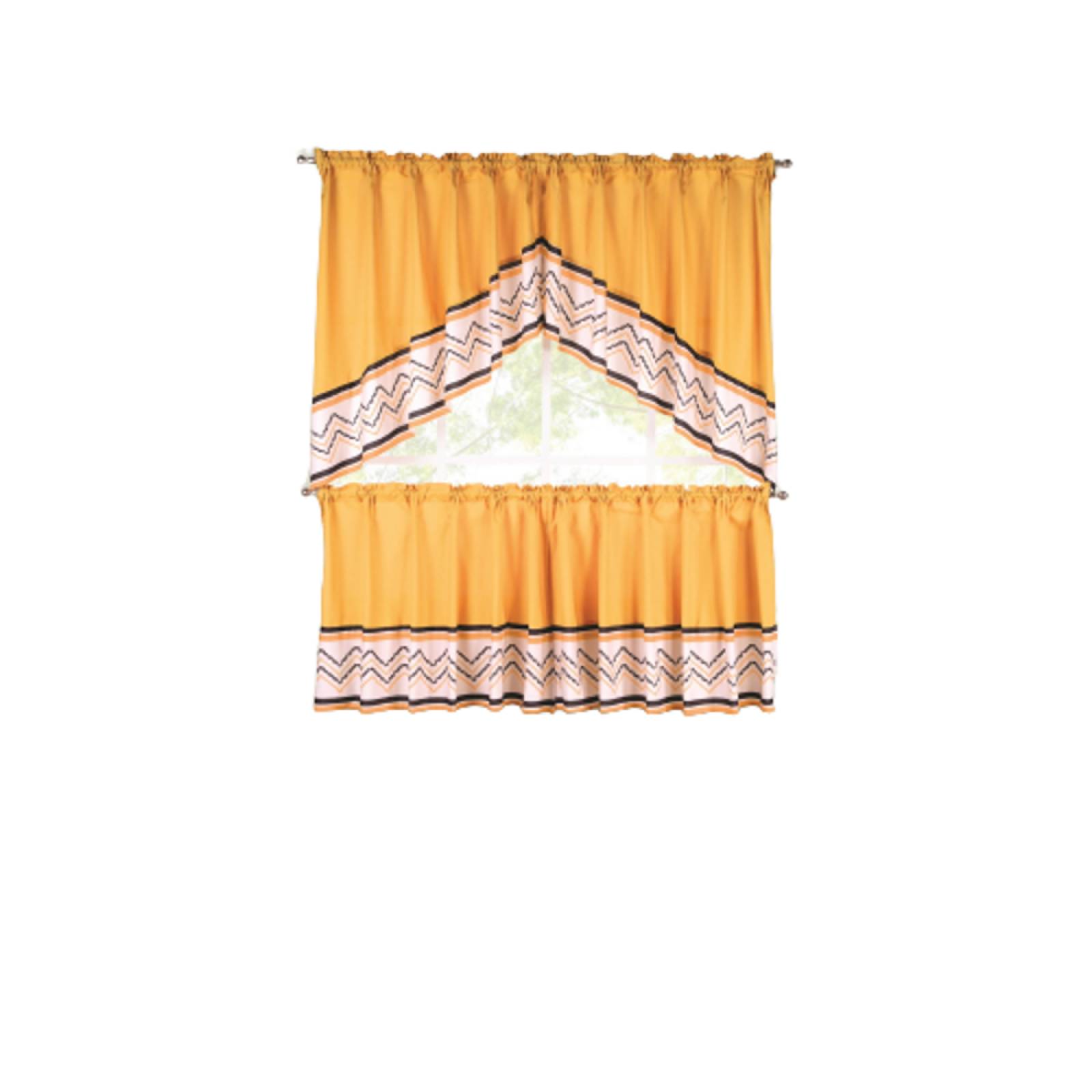 Cortina Cocina Mostaza Orgánico Microfibra Tribal Concord
