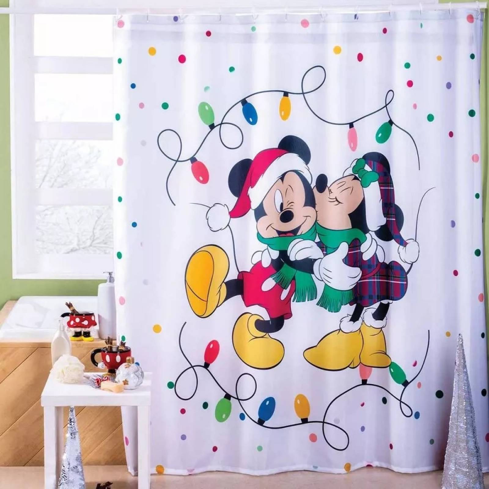 Cortina Baño Minnie Navidad Poliester Estandar Concord