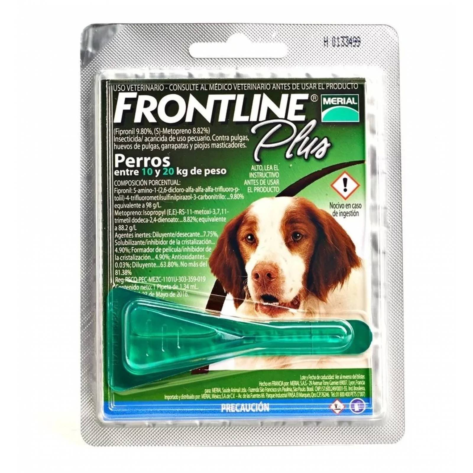 Pipeta Perros 10-20kg Antipulgas Y Garrapatas Frontline Plus