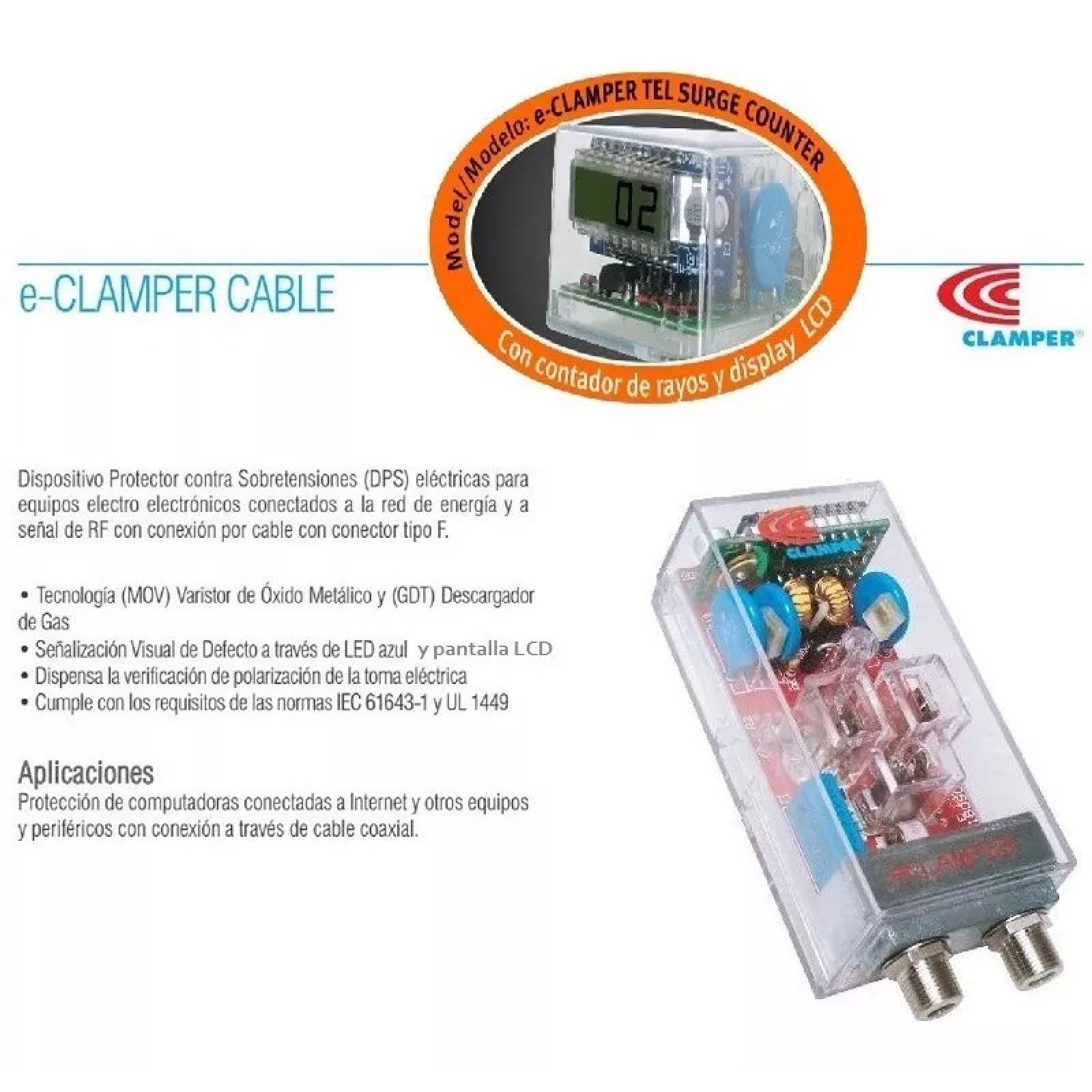 Protector Contra Rayos Eléctrico Coaxial E-clamper Cable Lcd