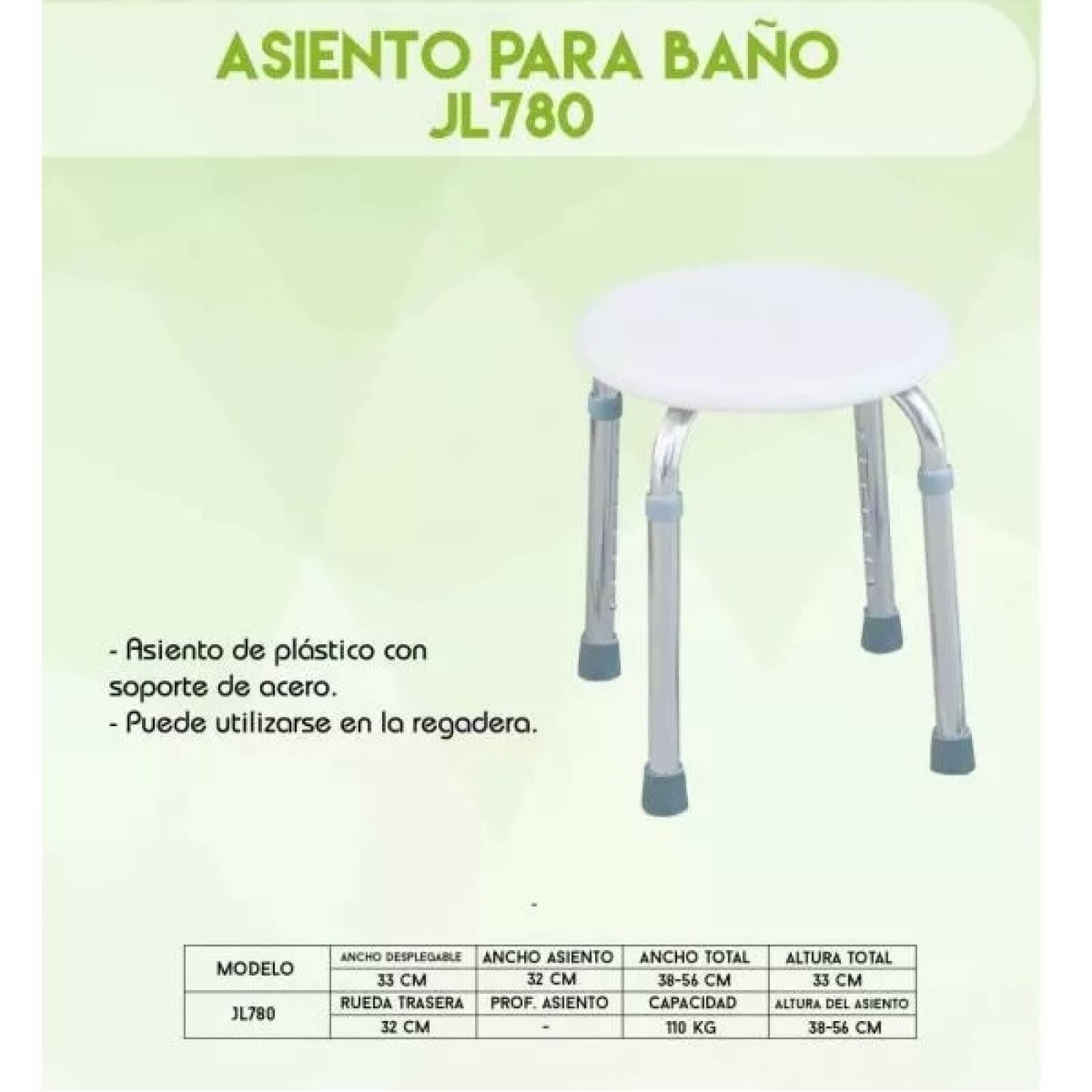Asiento Baño/regadera Wc Altura Ajustable 38-56cm Mobicare