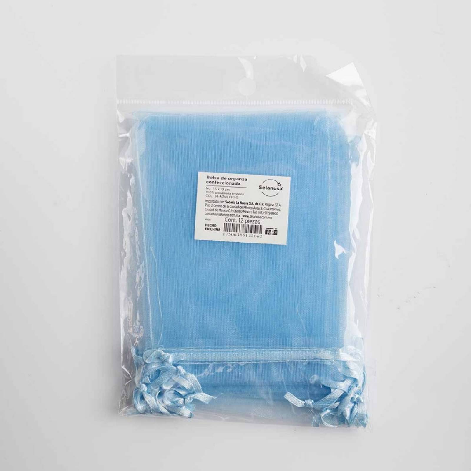 Bolsa Organza Azul Cielo Nylon Ideal P/Entregar Detalles S/M