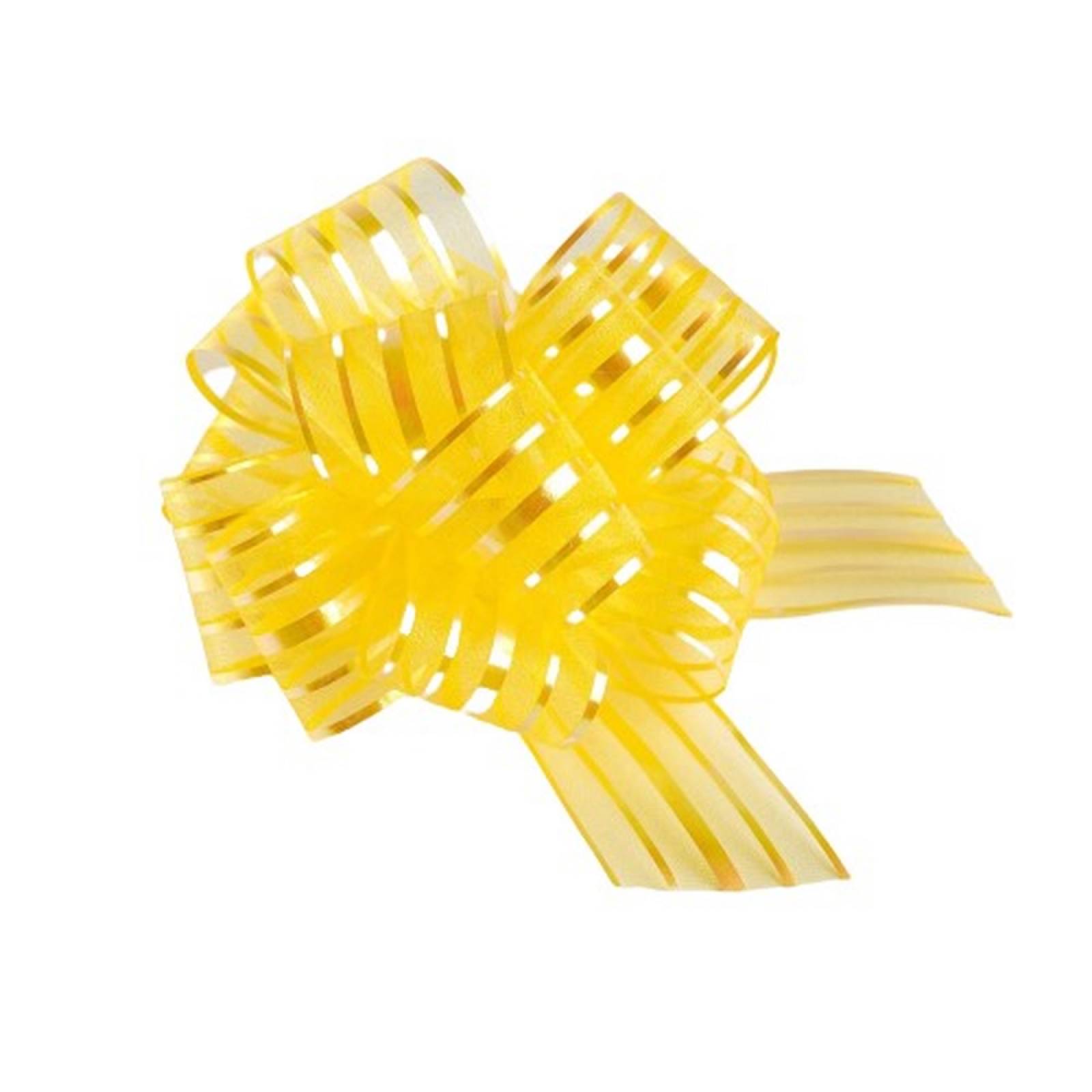 Moño Listón Amarillo Grande 10 Pzas Pompón Selanusa