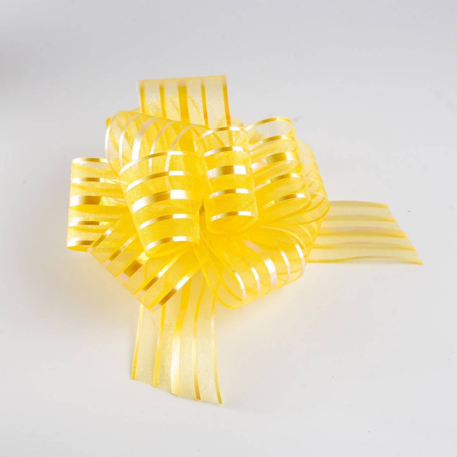 Moño Listón Amarillo Grande 10 Pzas Pompón Selanusa