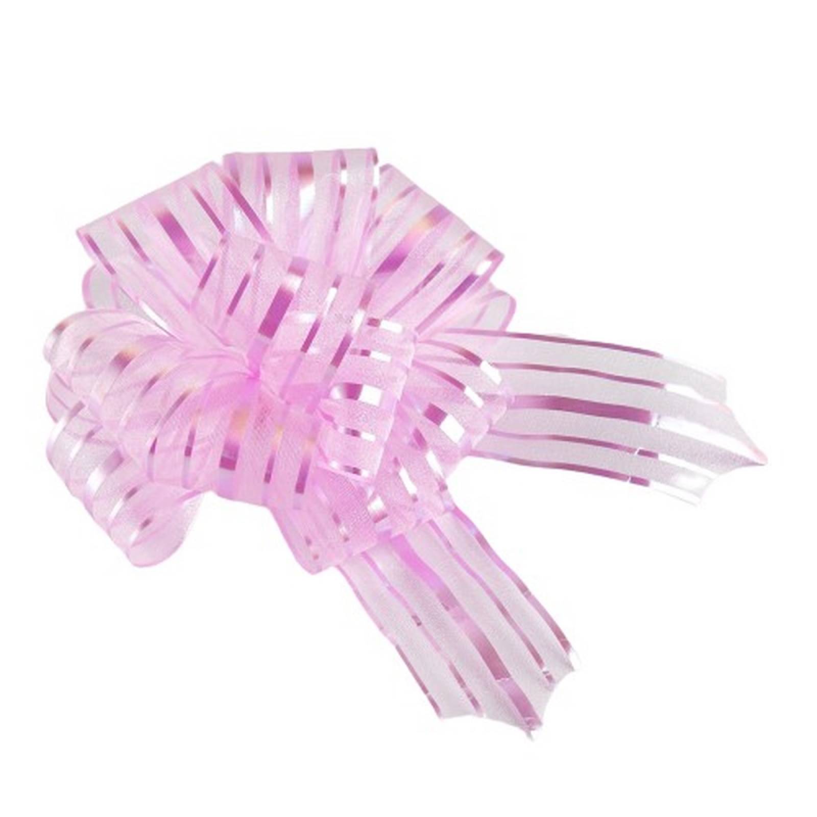 Moño Listón Rosa Claro Grande 10 Pzas Pompón Selanusa