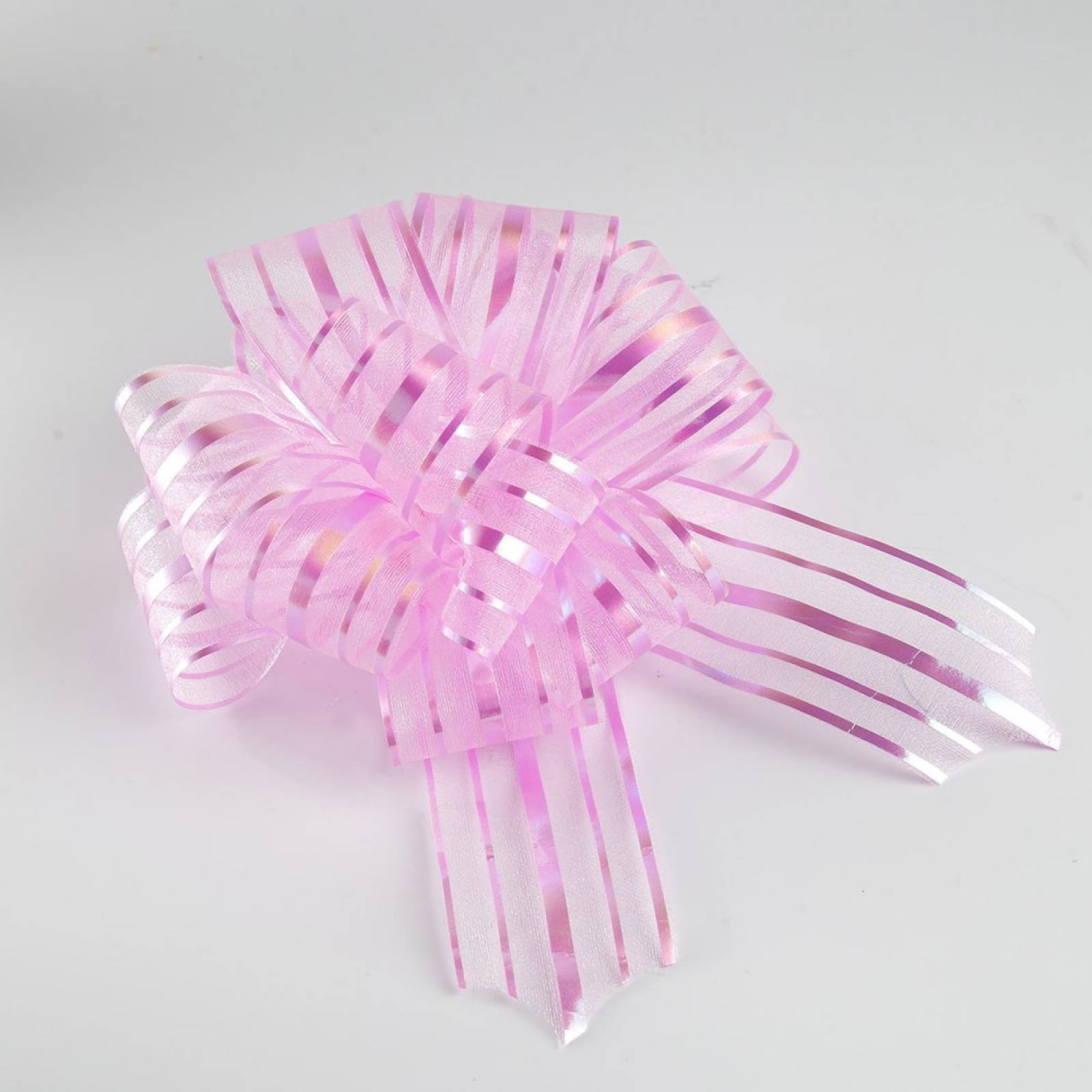 Moño Listón Rosa Claro Grande 10 Pzas Pompón Selanusa