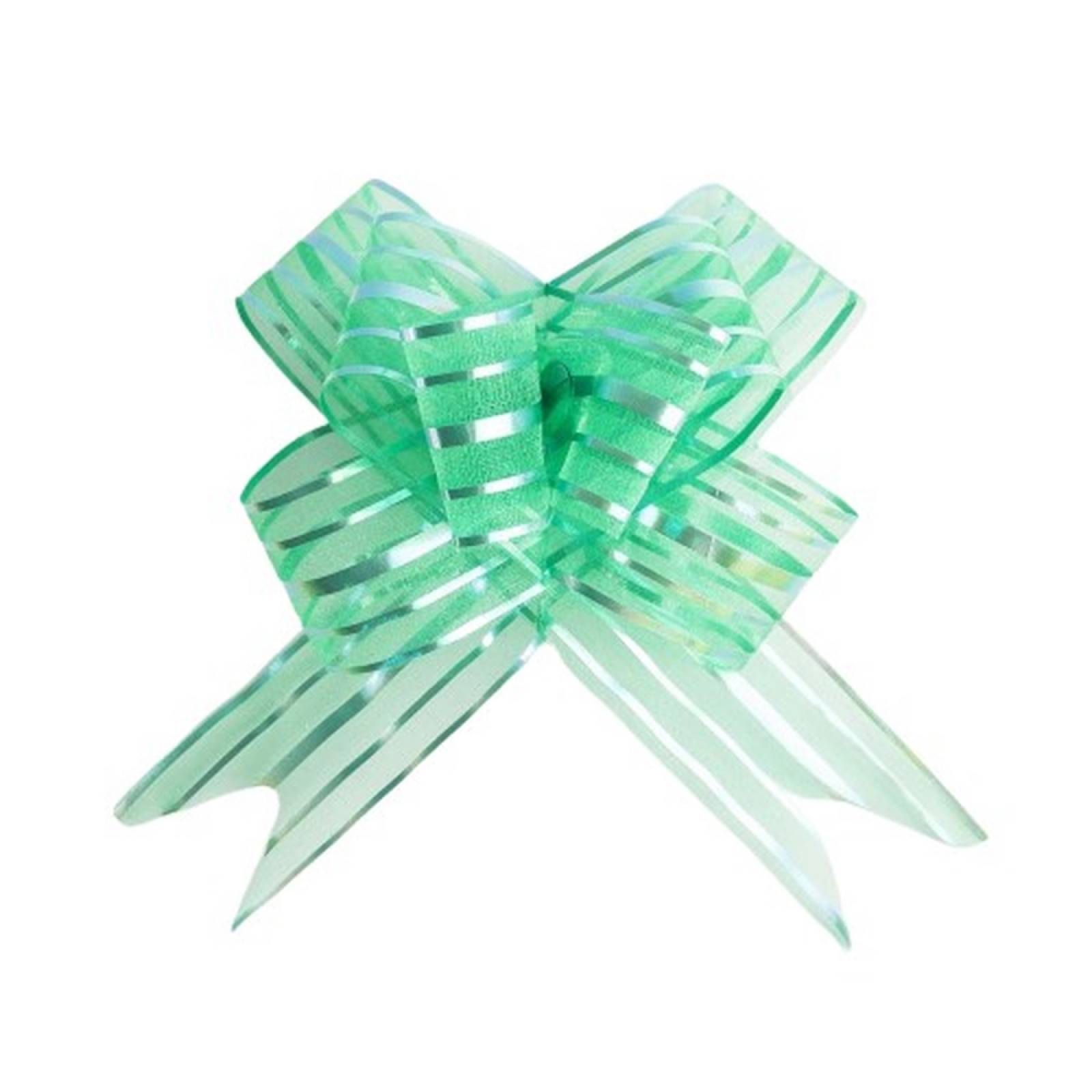 Moño Listón Verde Bandera Chico 10 Pzas Pompón Mod Selanusa