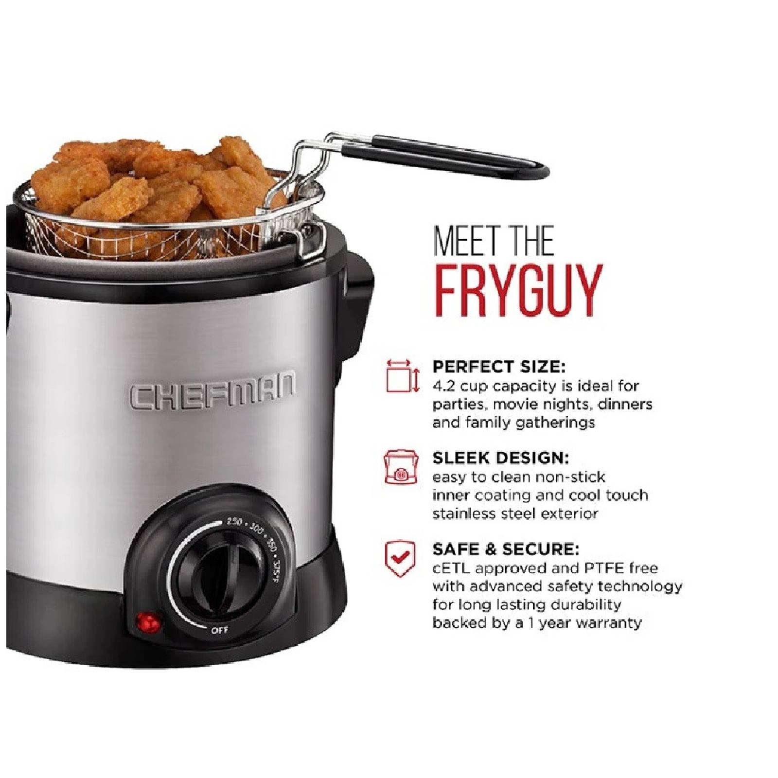 Freidora D/ Aceite 1 Litro Negro RJ07-M-SS CHEFMAN.