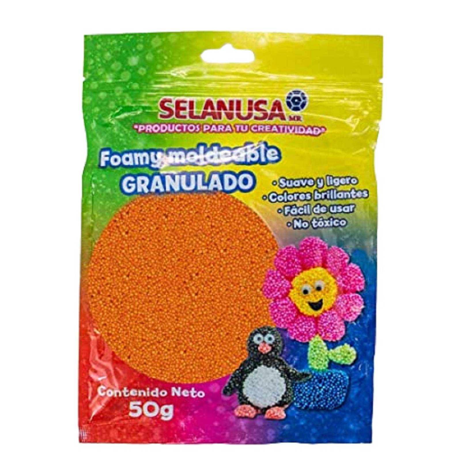 Foamy Moldeable Granulado C/50 Gramos Color Naranja Selanusa
