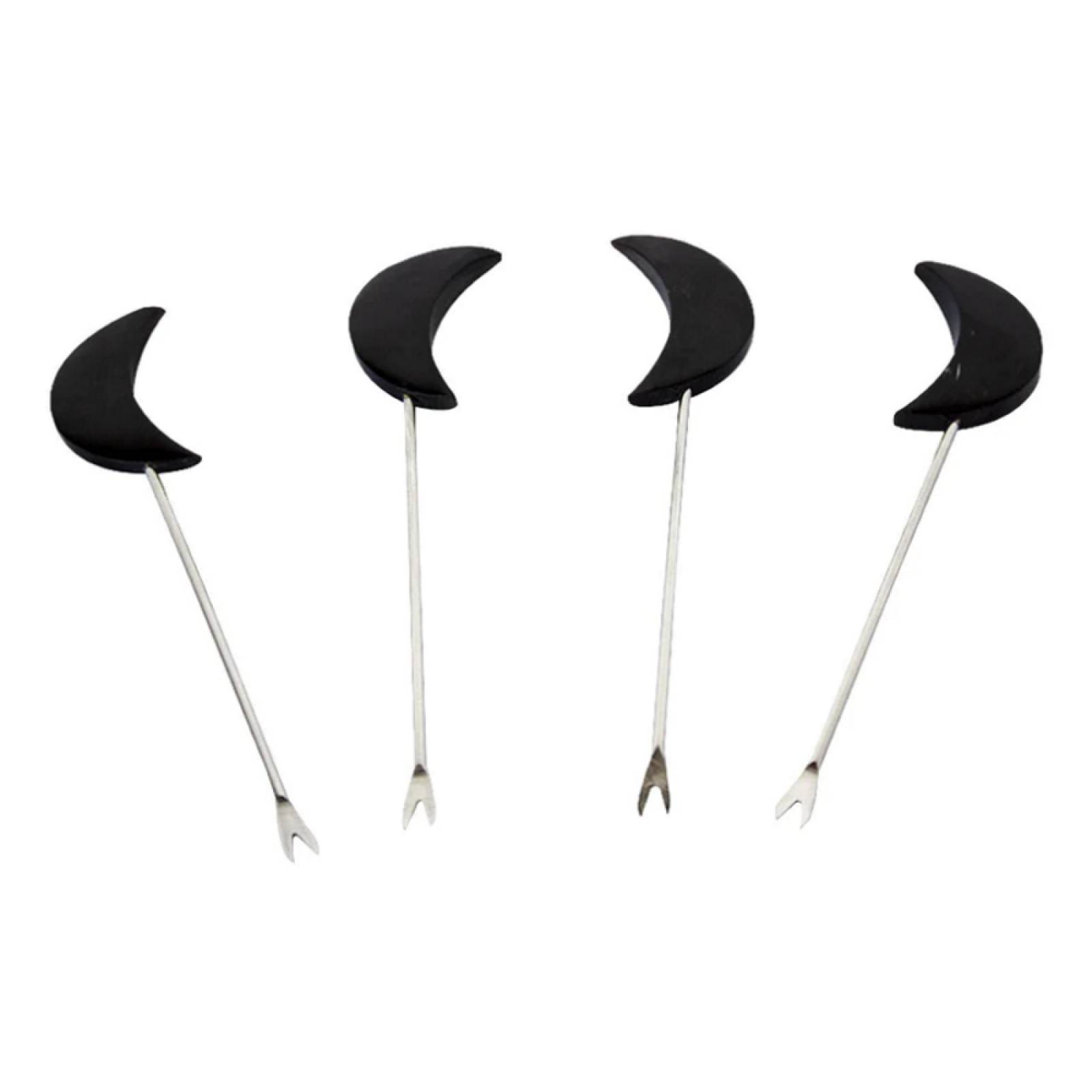 Juego 4 Palillos Botaneros Luna Negra Acero Inoxidable Brang.