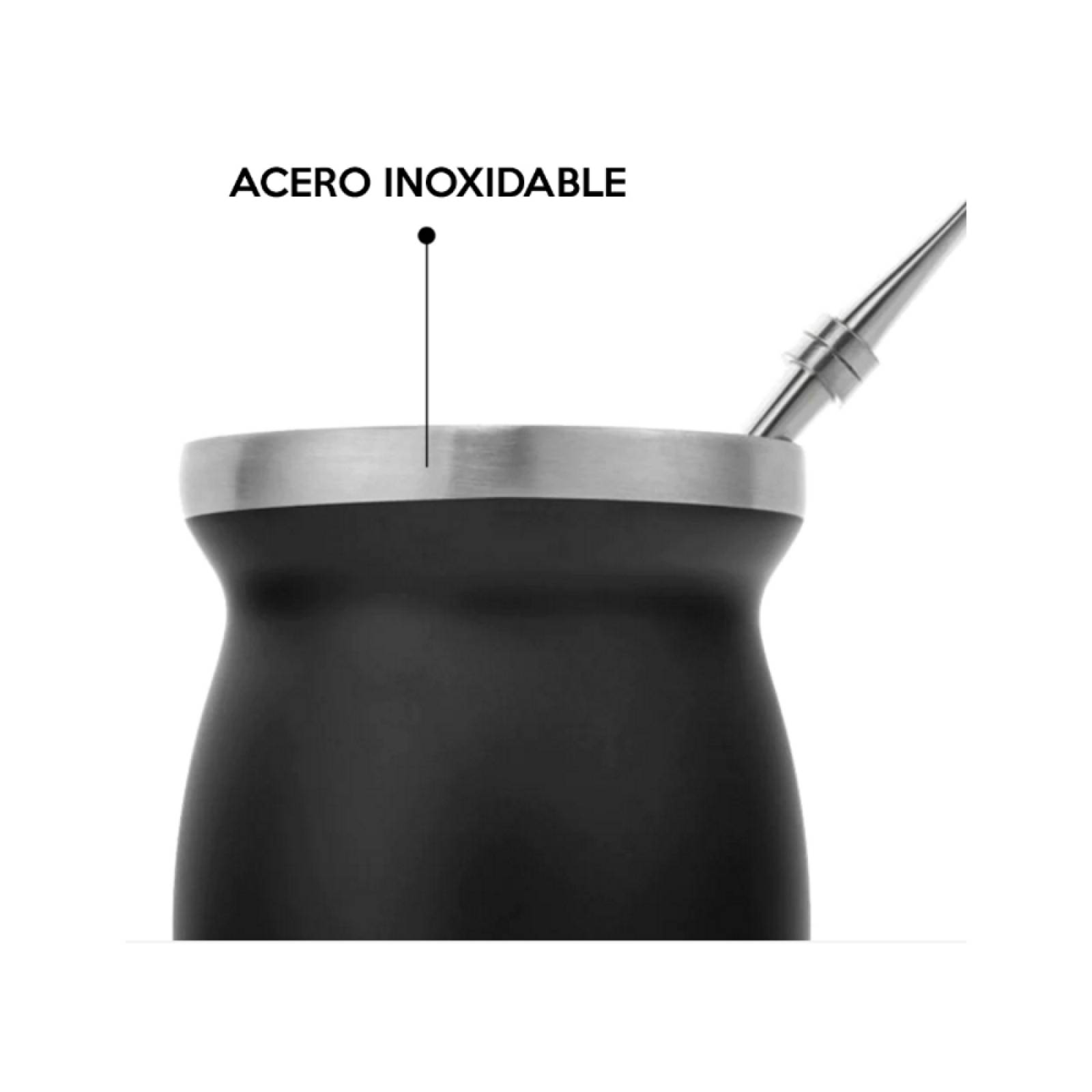 Set Matera P/ Té De Yerba Mate Acero Inoxidable Negro Brang