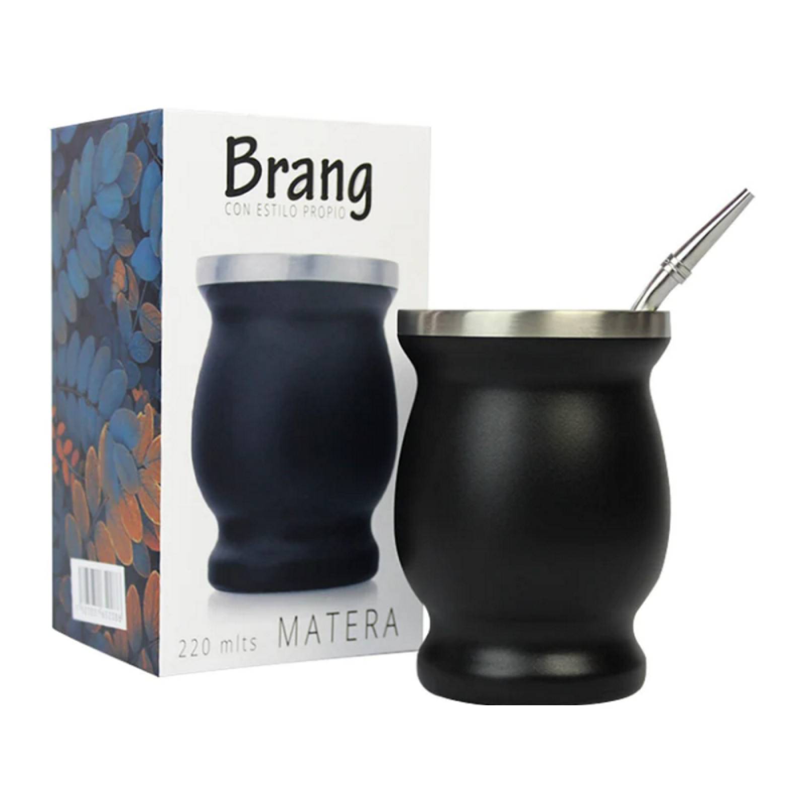 Set Matera P/ Té De Yerba Mate Acero Inoxidable Negro Brang