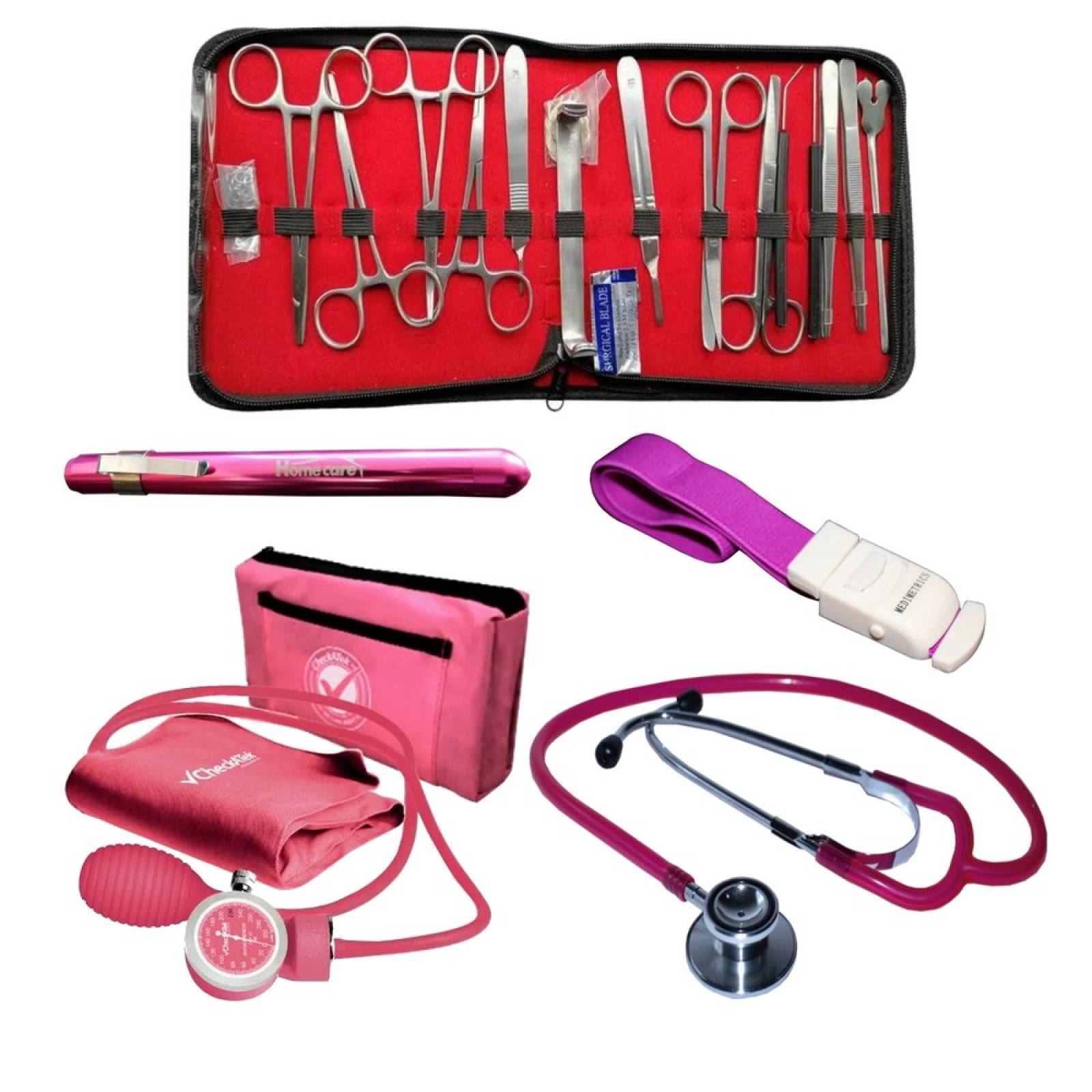 Kit Equipo Estudiante Medicina Enfermería Accesorios Rosa