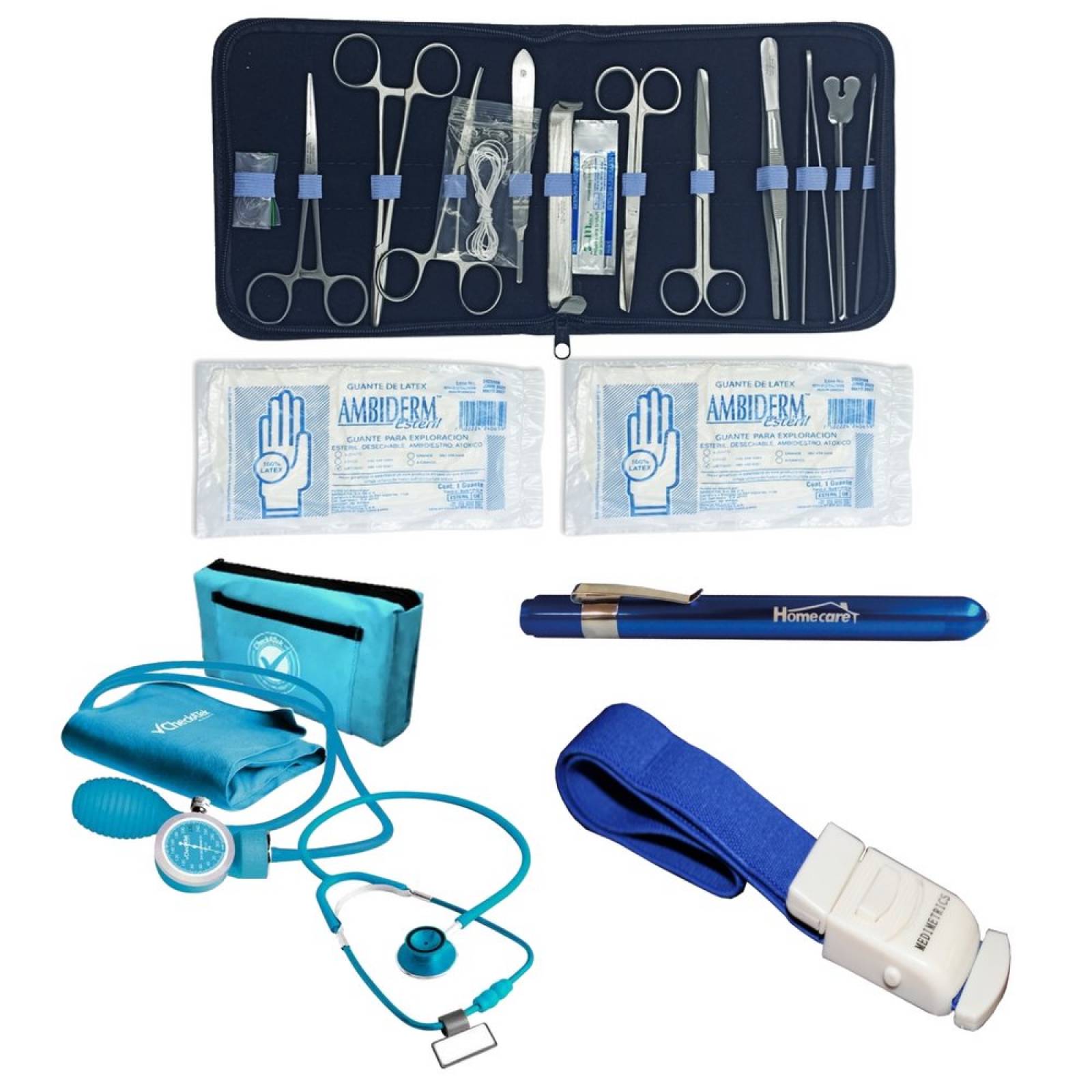 Kit Equipo Estudiante Enfermería Medicina Accesorios Azul