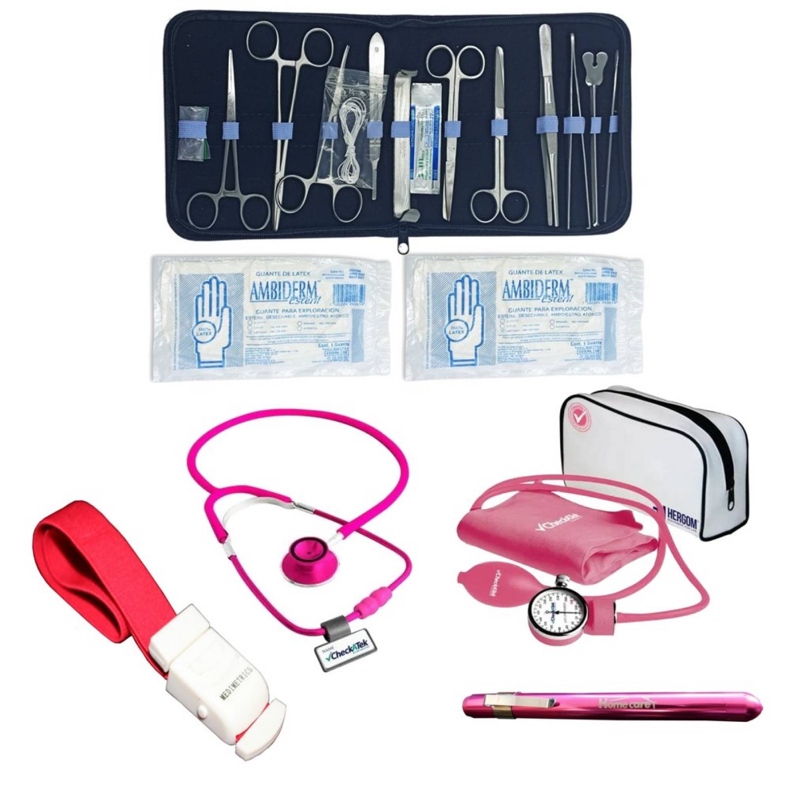 Kit Equipo Estudiante Enfermería Medicina Accesorios Rosa