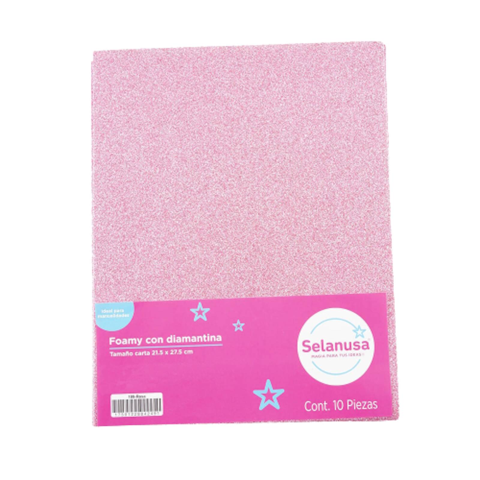 Foamy Tamaño Carta C/Diamantina 10 Pzas Rosa Selanusa