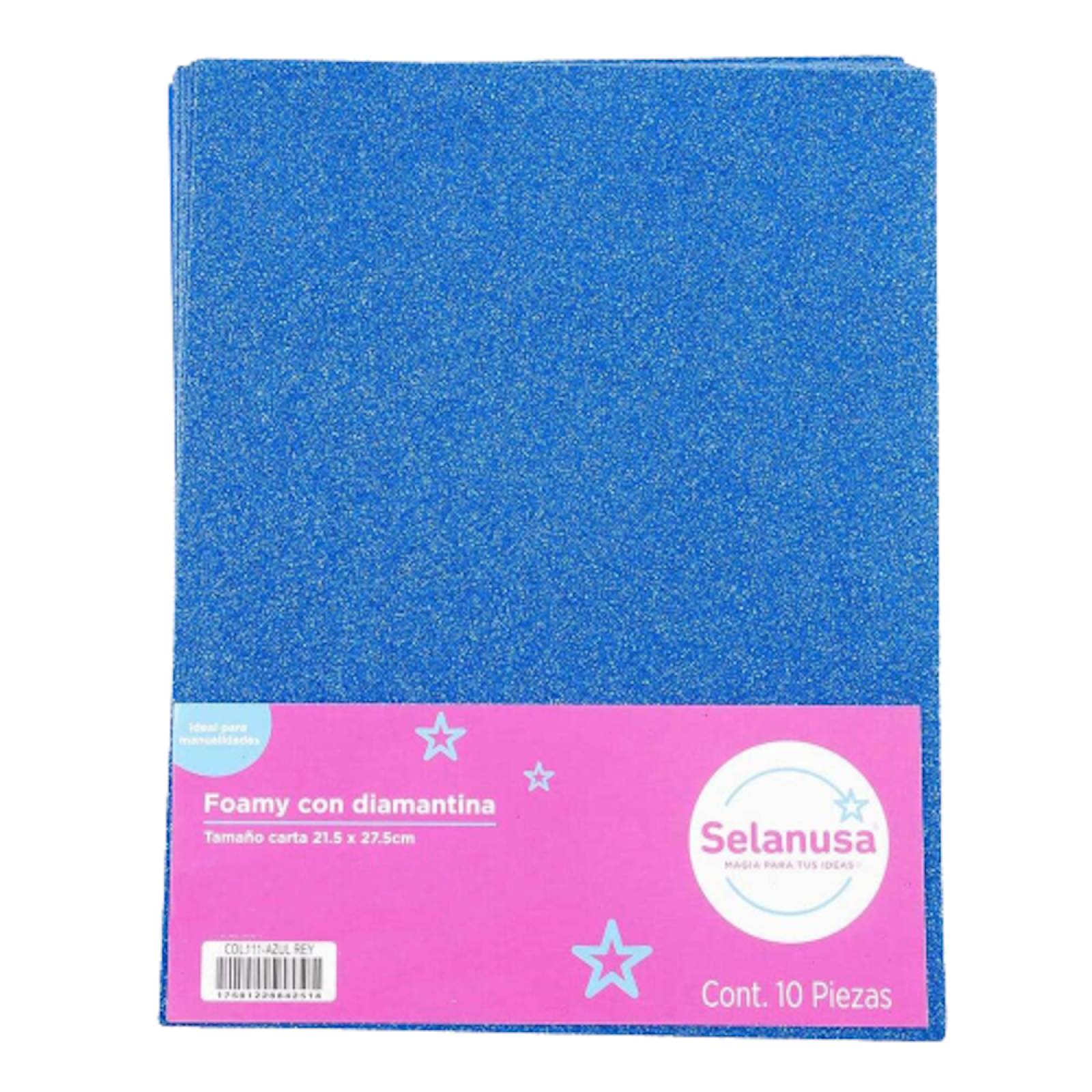 Foamy Carta C/Diamantina 10 Pzas Azul Rey Selanusa