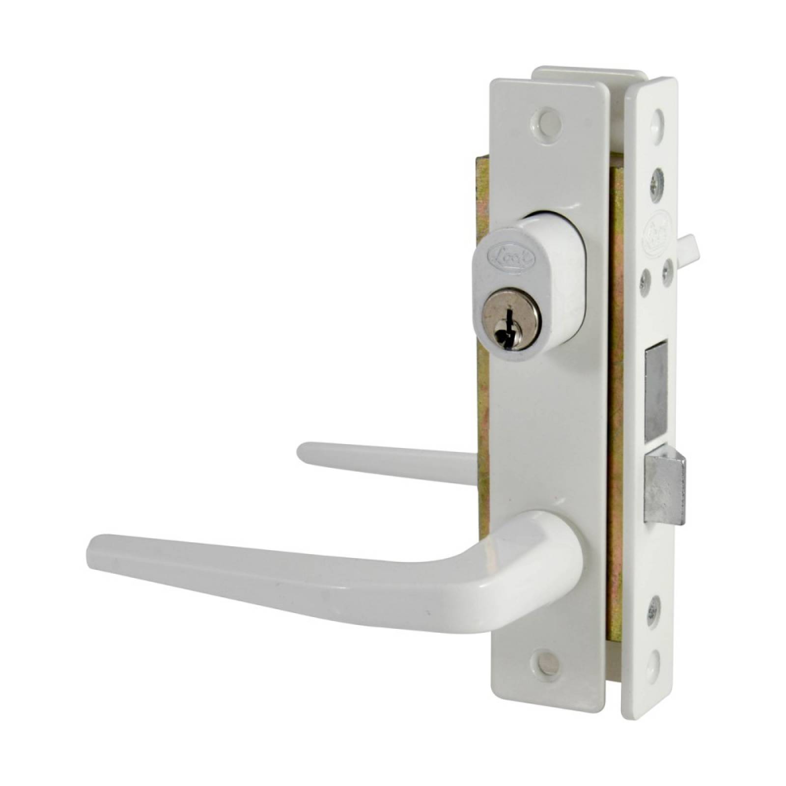 Cerradura Clásica Puerta Aluminio Doble Cilindro Blanco Lock