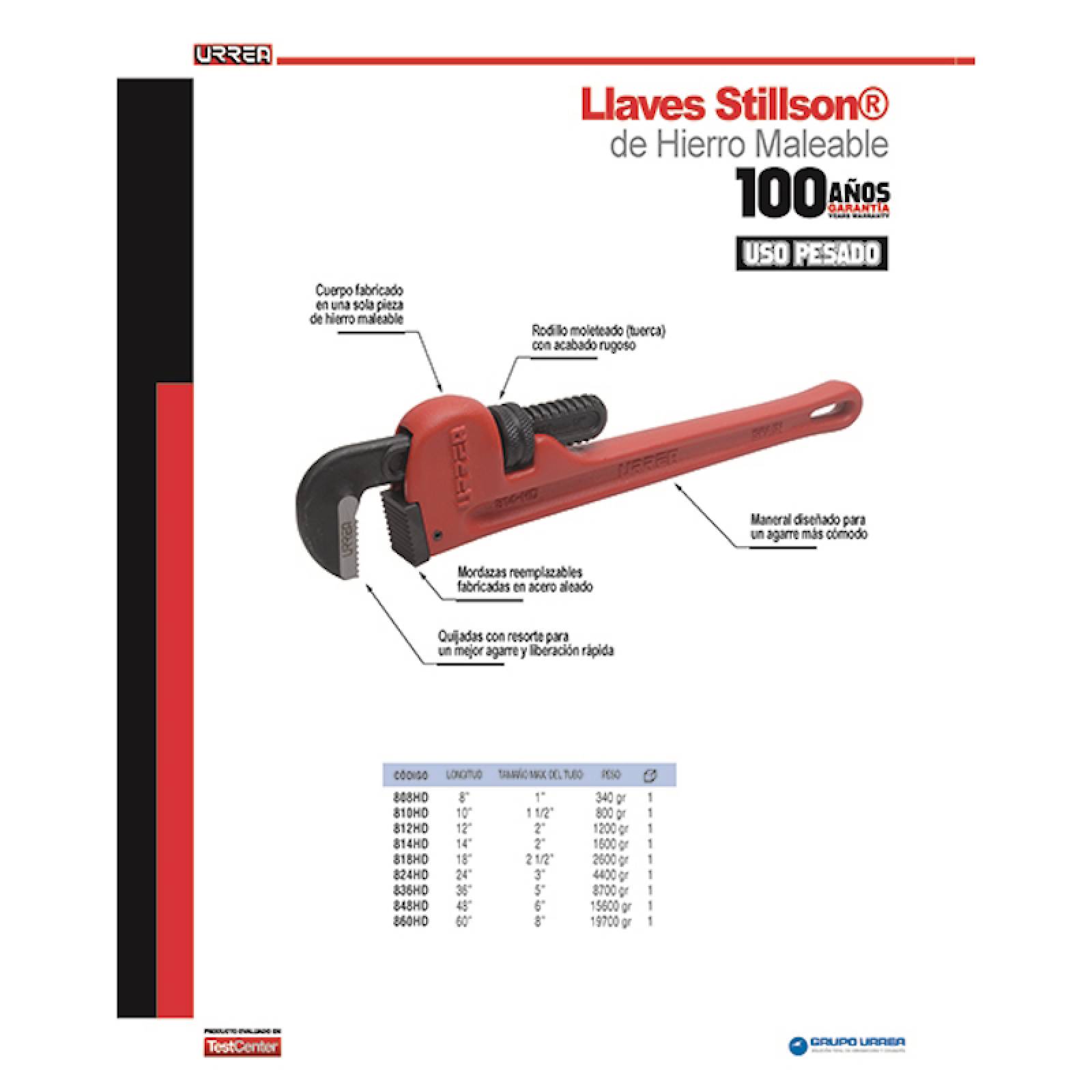 Llave Stillson Hierro Maleable 10" Uso Pesado Urrea