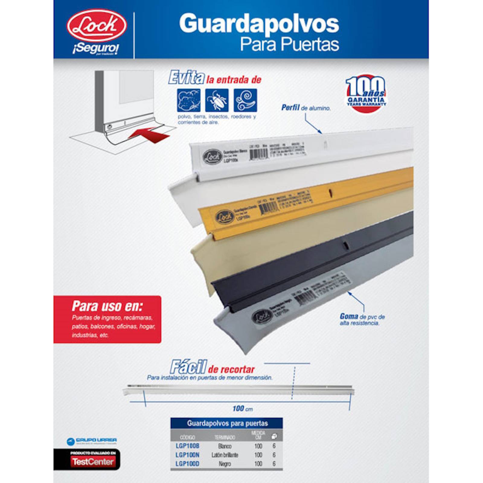 Guardapolvo Aluminio Alta Resistencia Blanco Lock