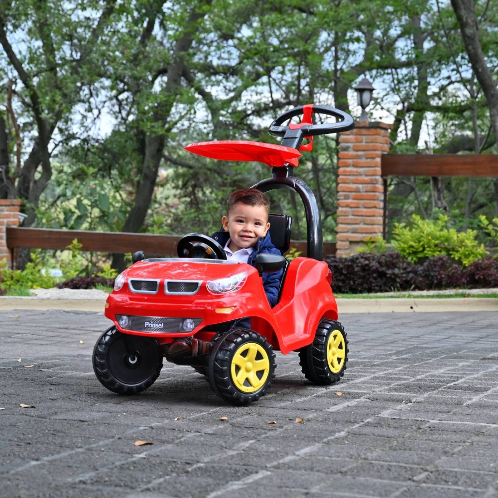 Carrito Montable Push Car Adventure Rojo C/ Techo Prinsel