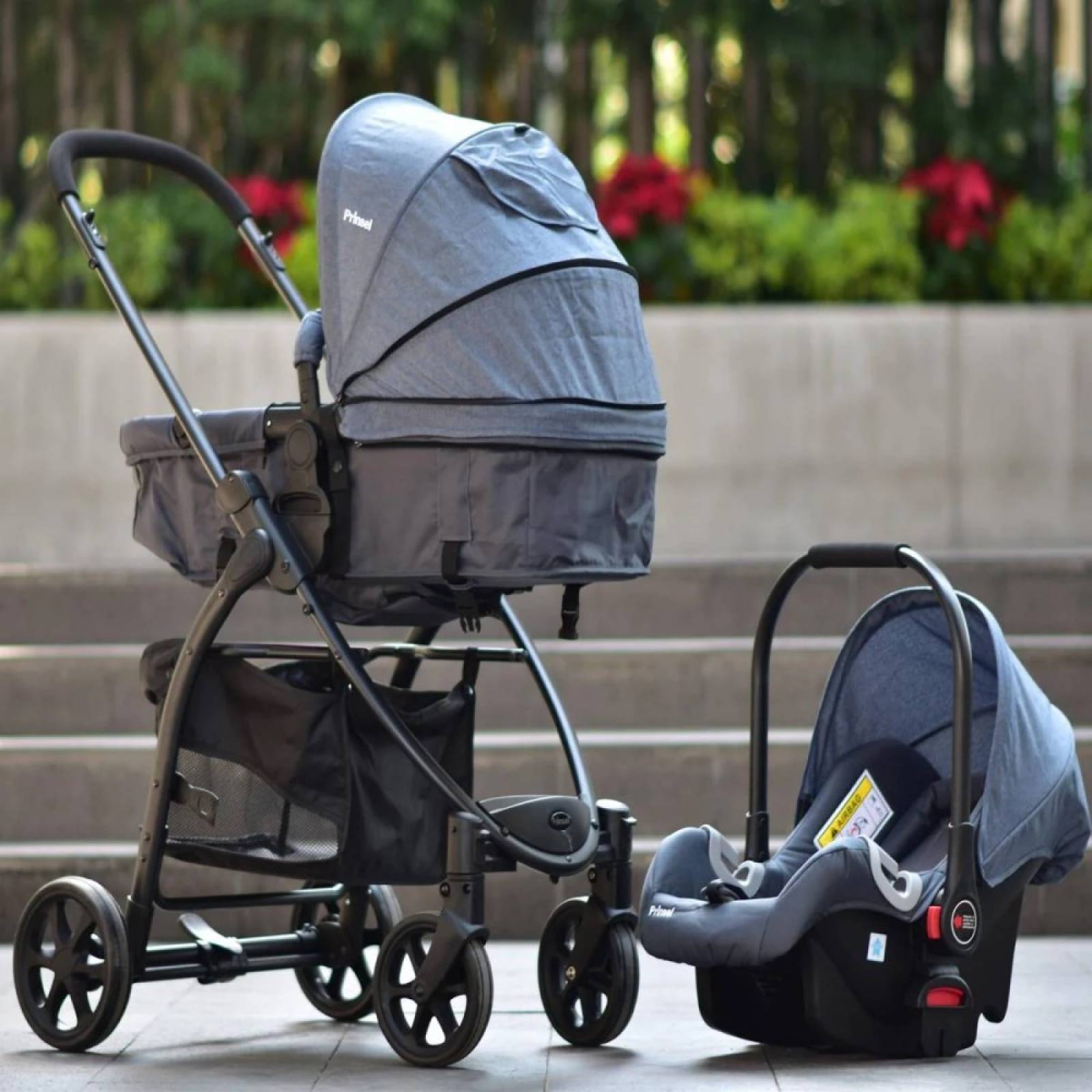 Carriola Sistema de Viaje Prima Azul C/ Portabebé Prinsel