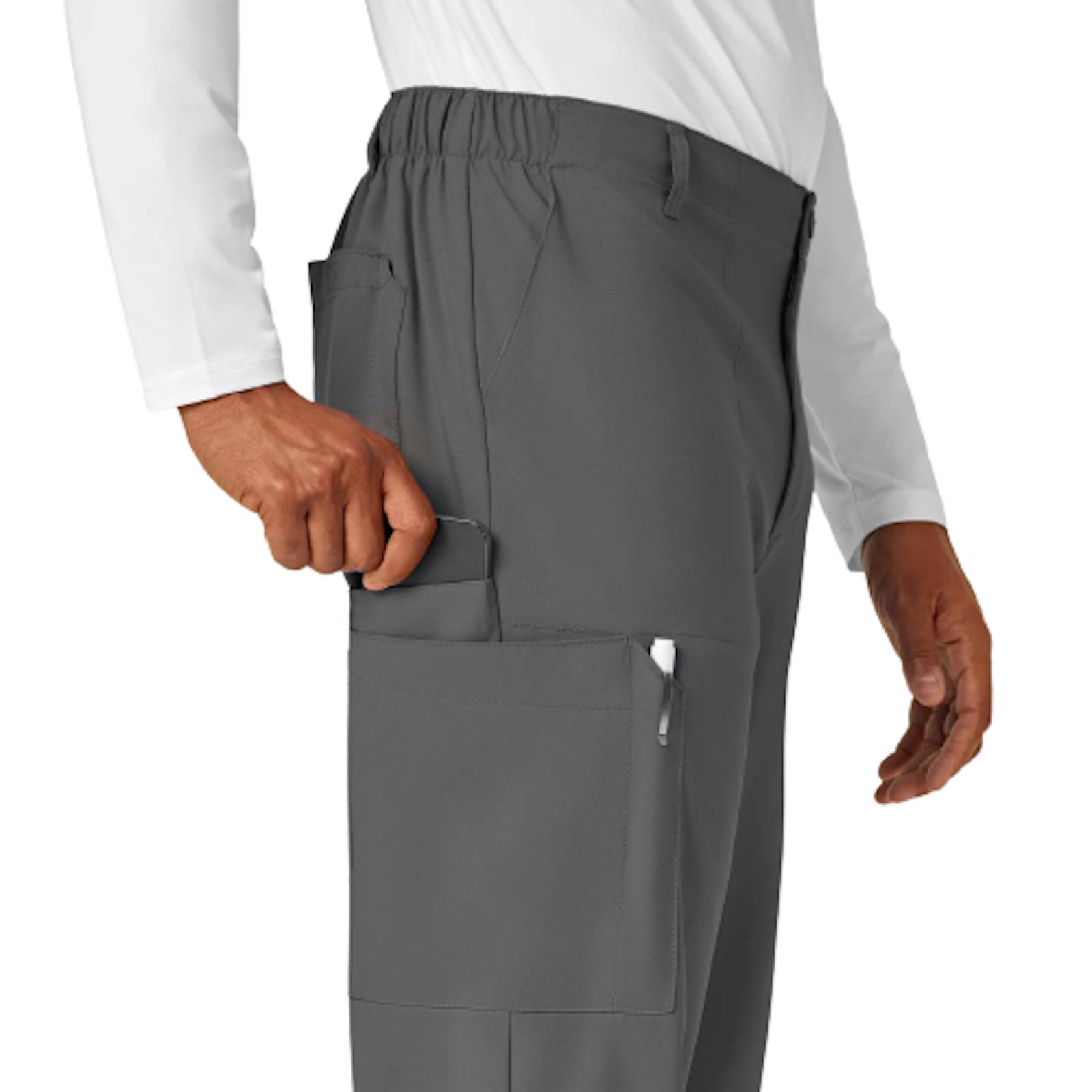 Pantalon Cargo Liso Ligero P/ Hombre Gris Talla S WonderWink