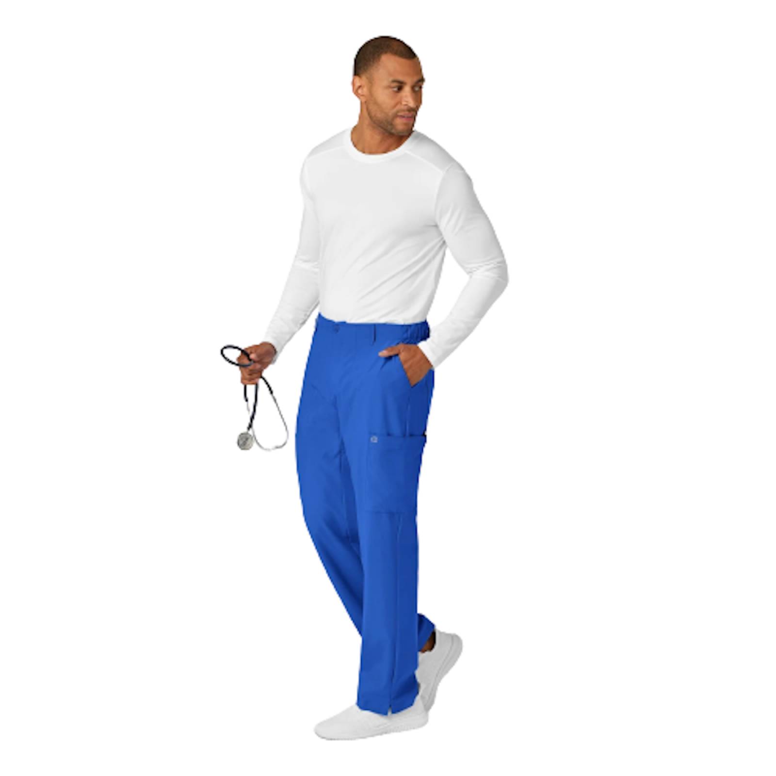 Pantalon Cargo Liso Ligero P/ Hombre Azul Rey Talla S WonderWink