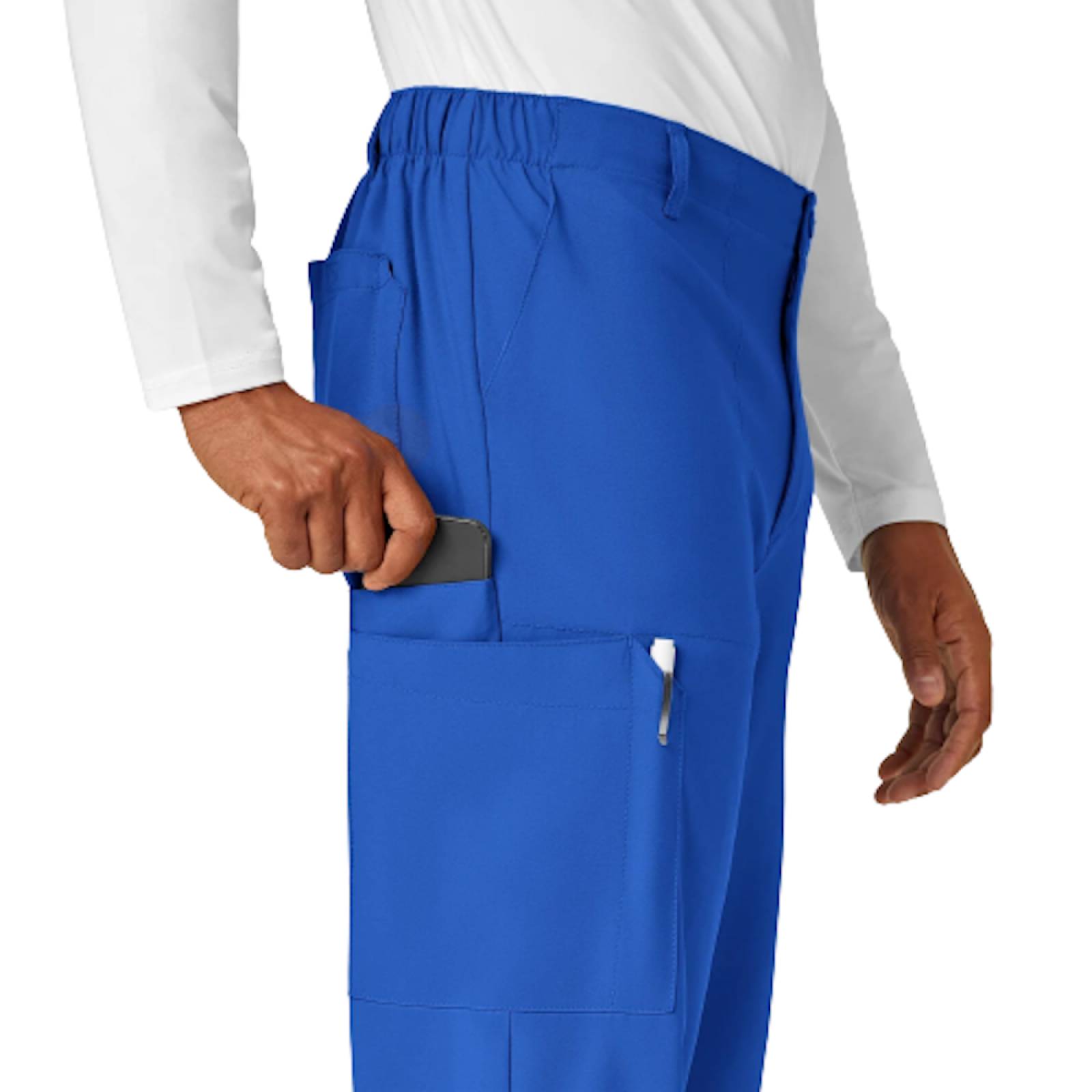 Pantalon Cargo Liso Ligero P/ Hombre Azul Rey Talla S WonderWink