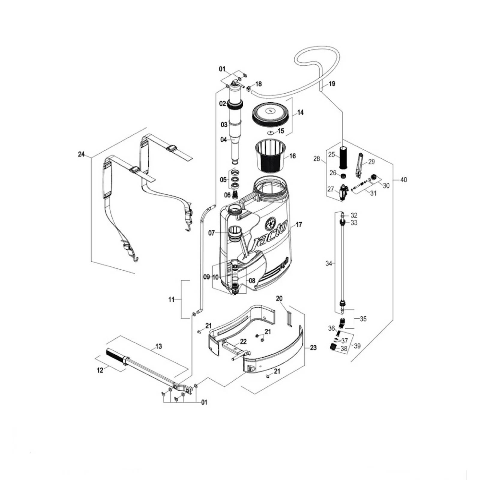 Cinta Completa Negro P/ Mochila PJH Refacción 1234554 Jacto