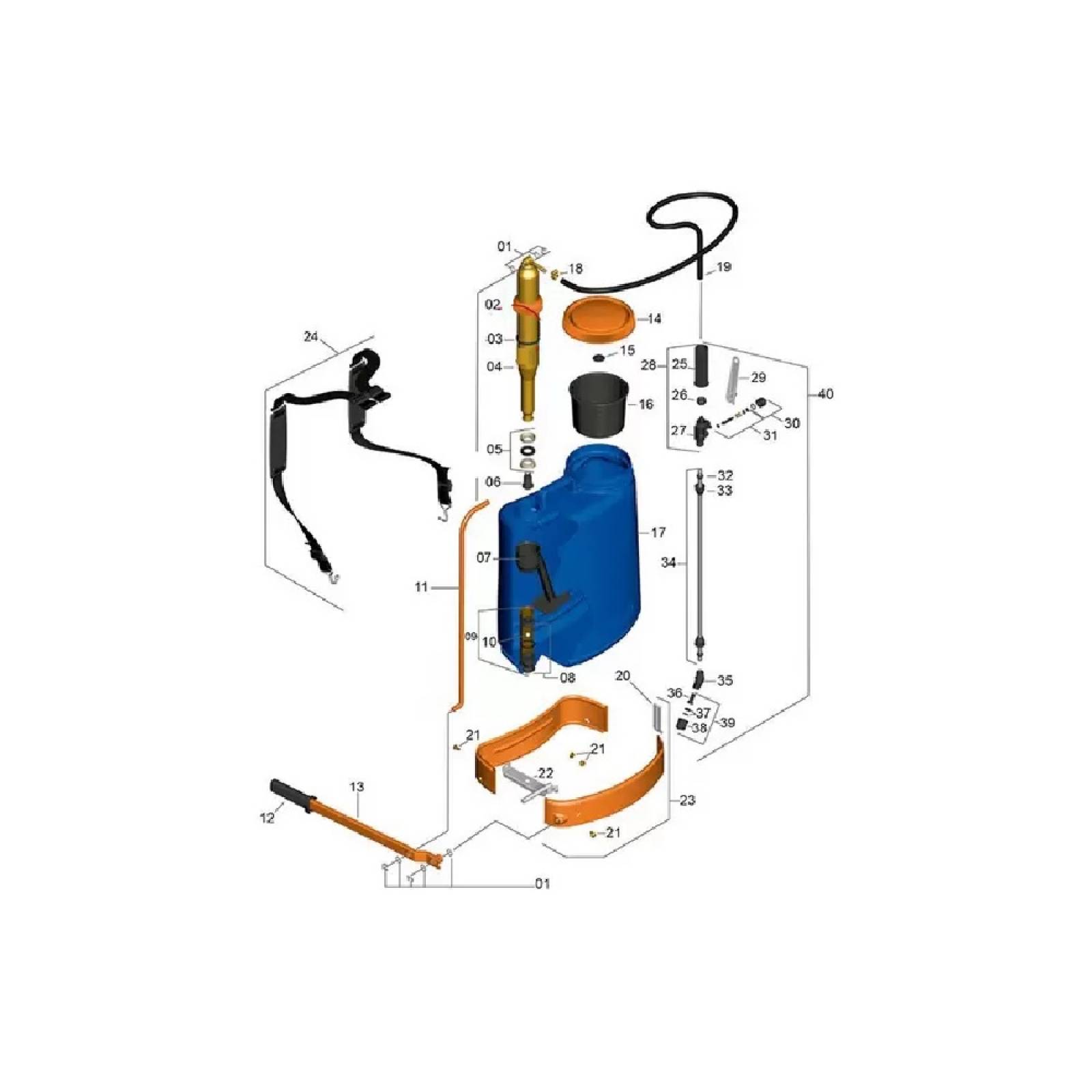 Cinta Completa Negro P/ Mochila PJH Refacción 1234554 Jacto