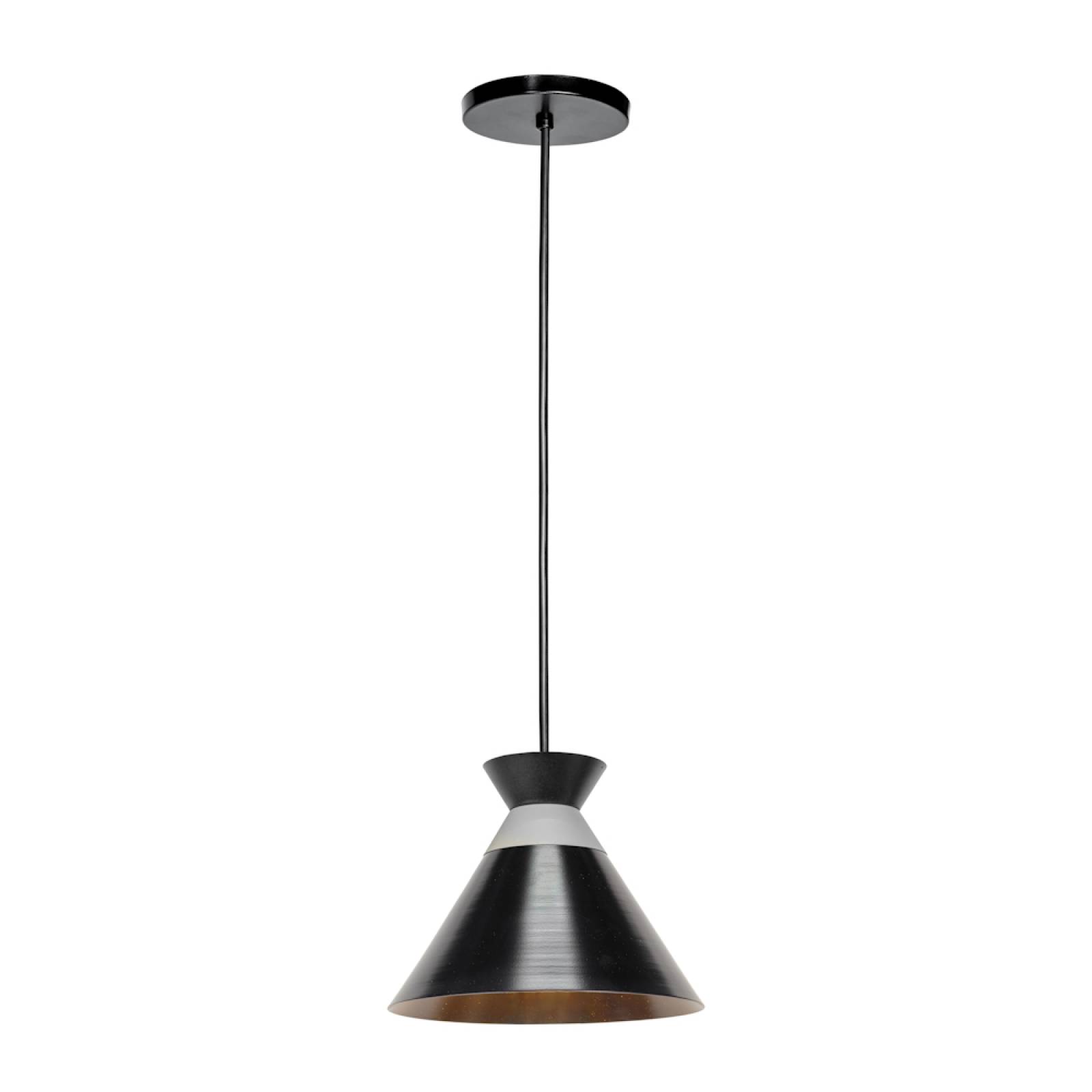 Luminario Colgante Pantalla Metal Negro Detalle Gris Maxxi