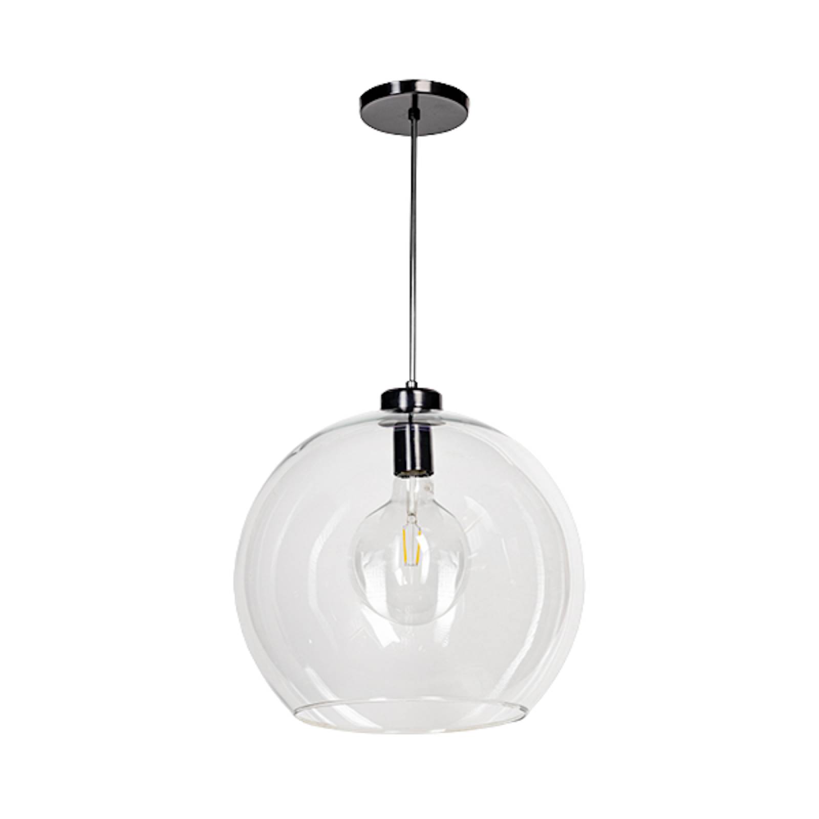 Lampara Colgante Vidrio Soplado Transparente Negro Maxxi.