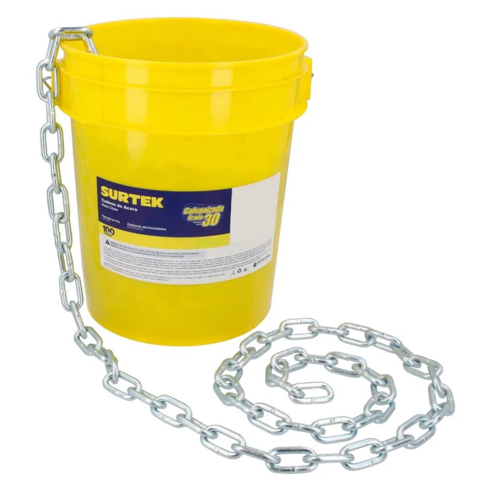 Cadena Acero Al Carbon Galvanizado 3/8" C/ Cubeta Surtek
