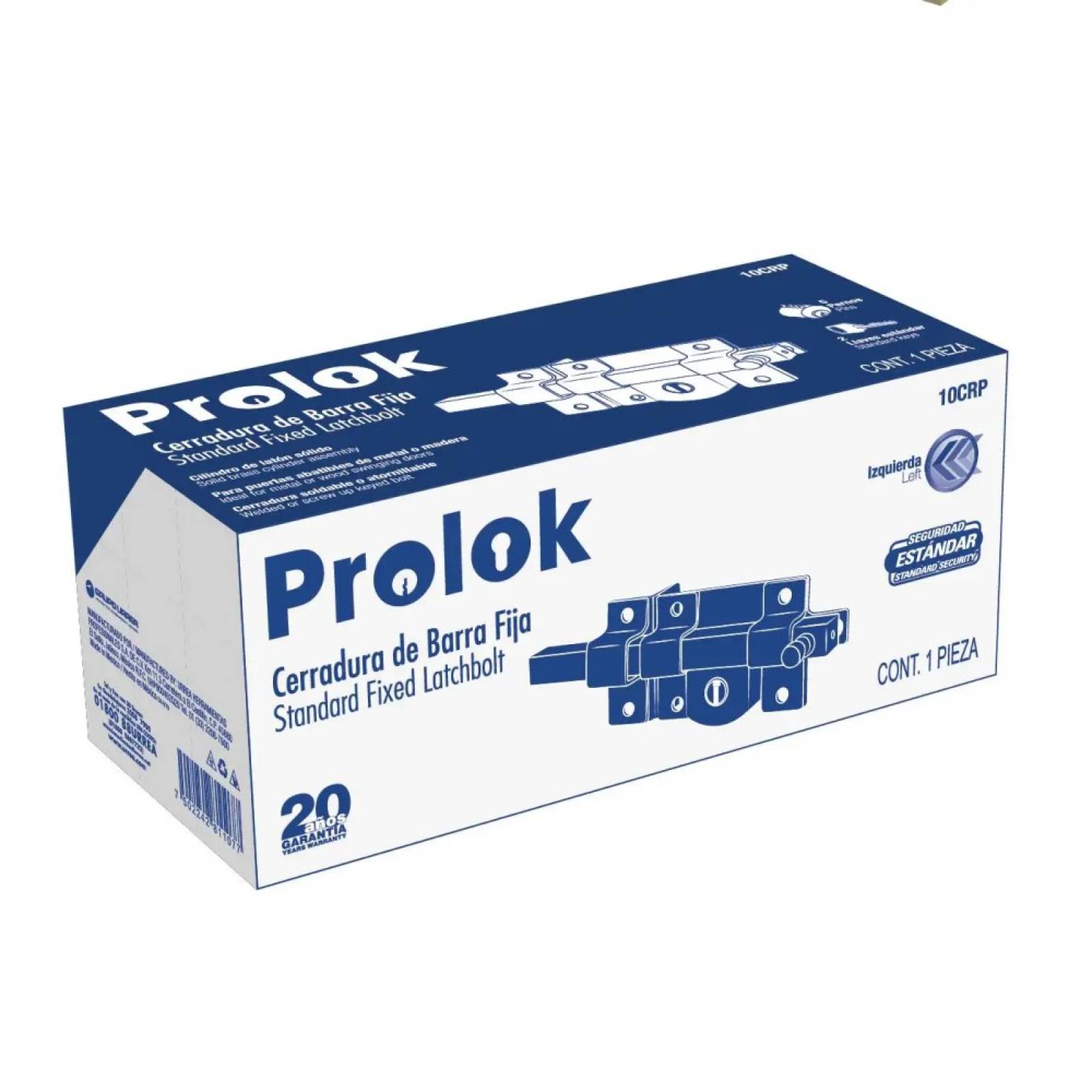 Cerradura Barra Fija Función Izquierda Llave Estándar Prolok
