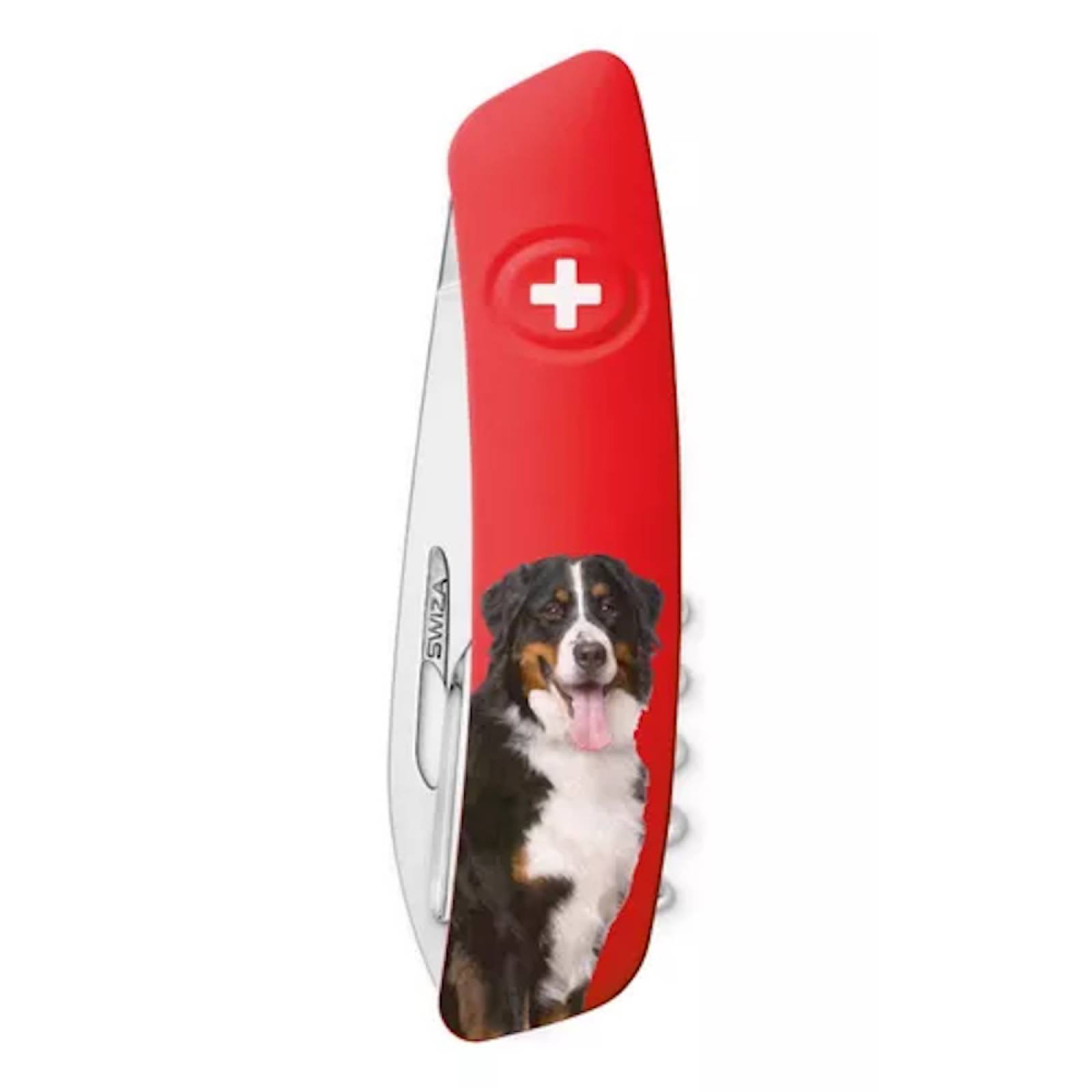 Perro Navaja Sticker Navaja Swiza Tradicional D03 Diseño Perro 11 Funciones Rojo