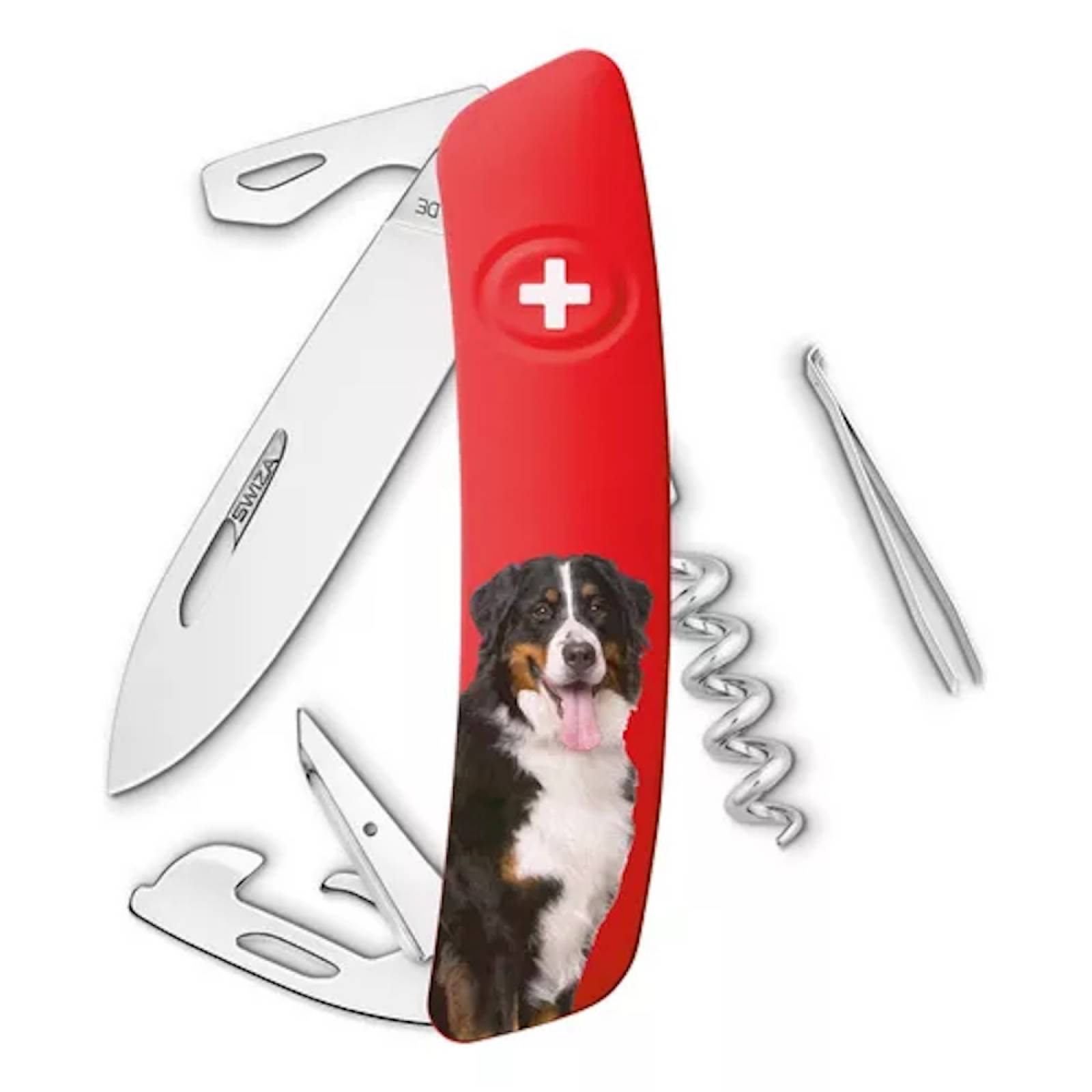 Navaja Swiza Tradicional D03 Diseño Perro 11 Funciones Rojo