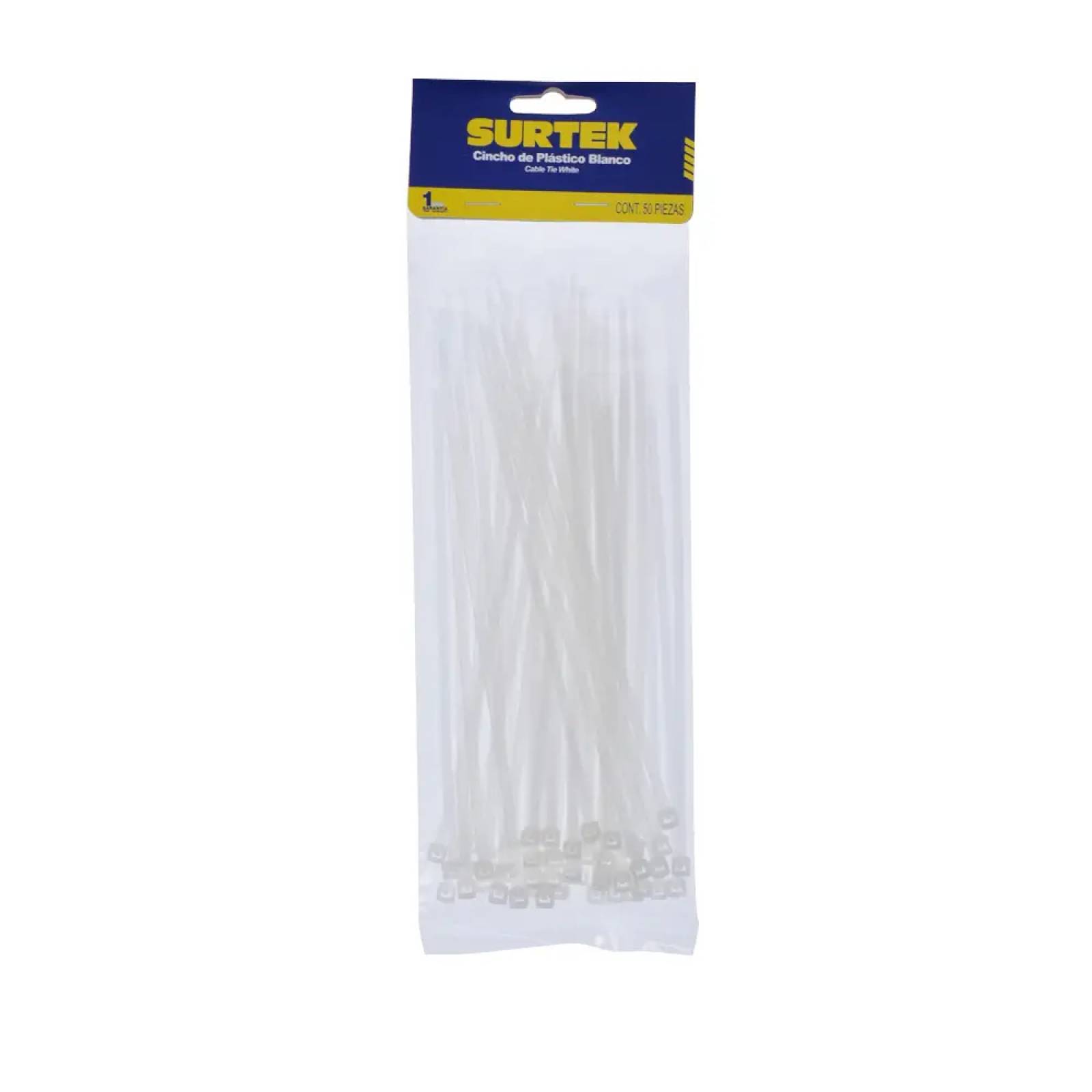 Cinchos Plástico 50 Pzas 203x3.6mm Transparente Surtek