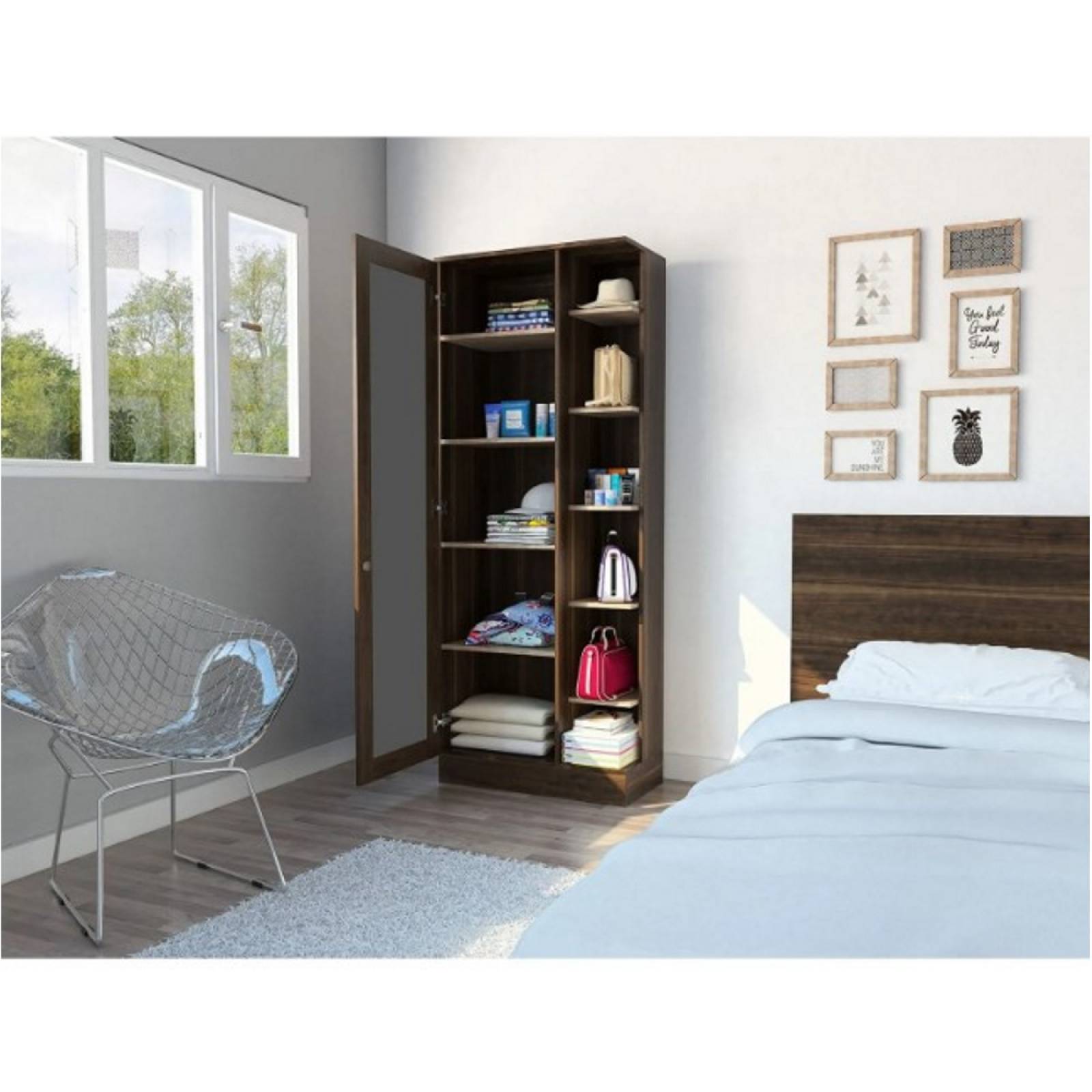 Armario Woman Con Espejo Habano/Miel Madera MDP Excelsior