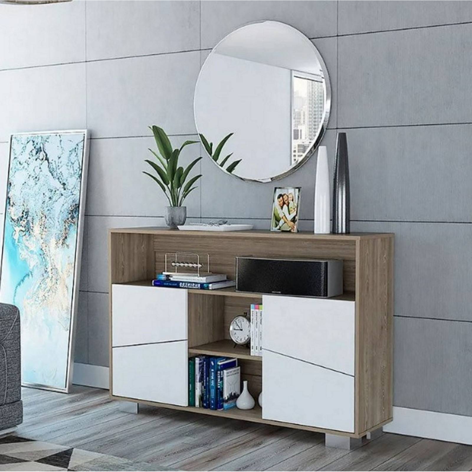 Arrimo Fraktal Mesa Auxiliar Miel/Blanco MaderaMDP Excelsior