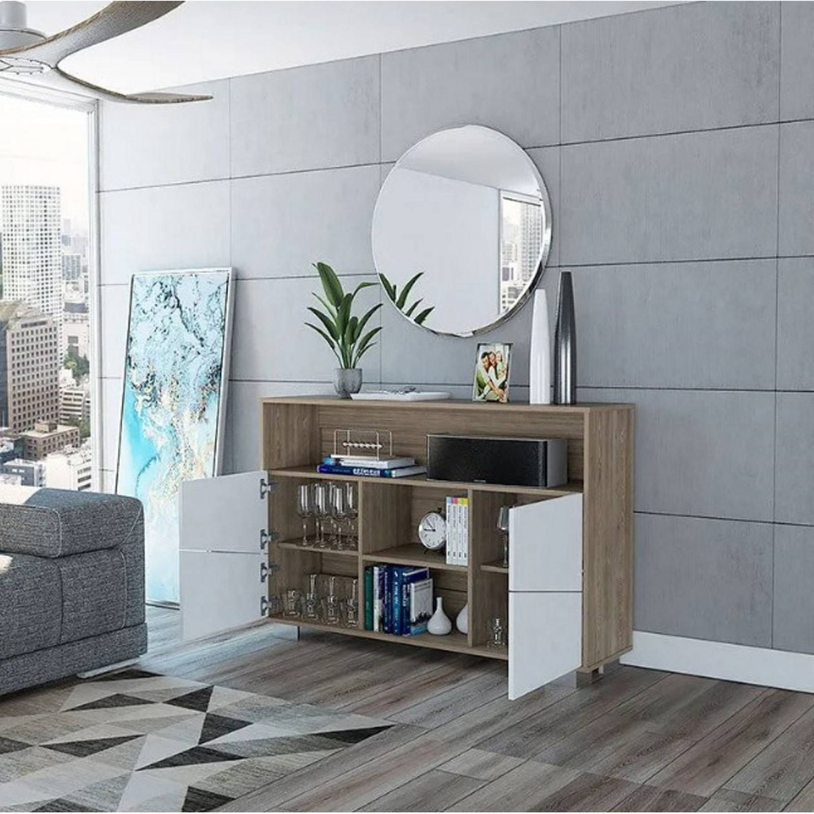 Arrimo Fraktal Mesa Auxiliar Miel/Blanco MaderaMDP Excelsior