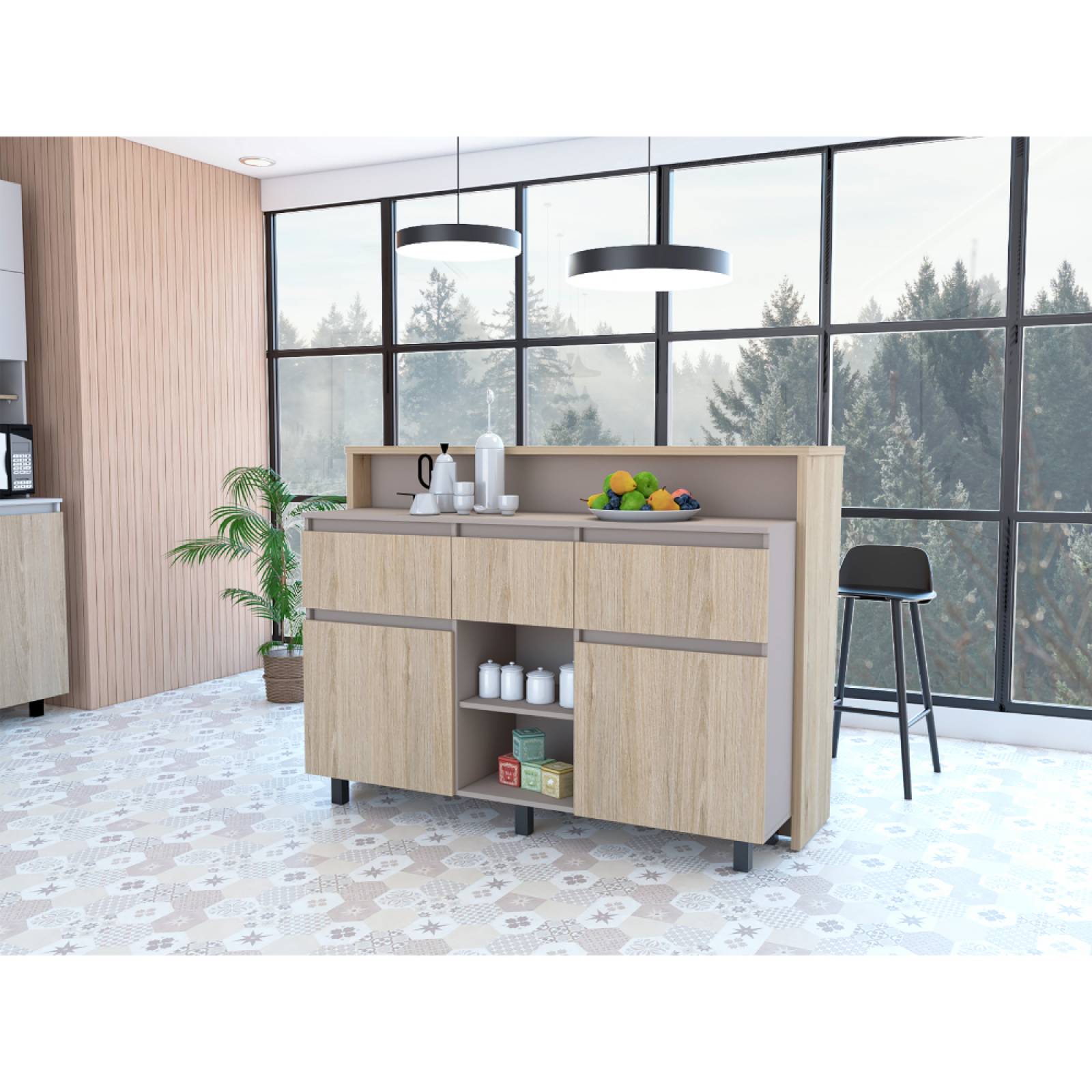 Barra Auxiliar Cocina Kiara Beige Madera MDP Excelsior