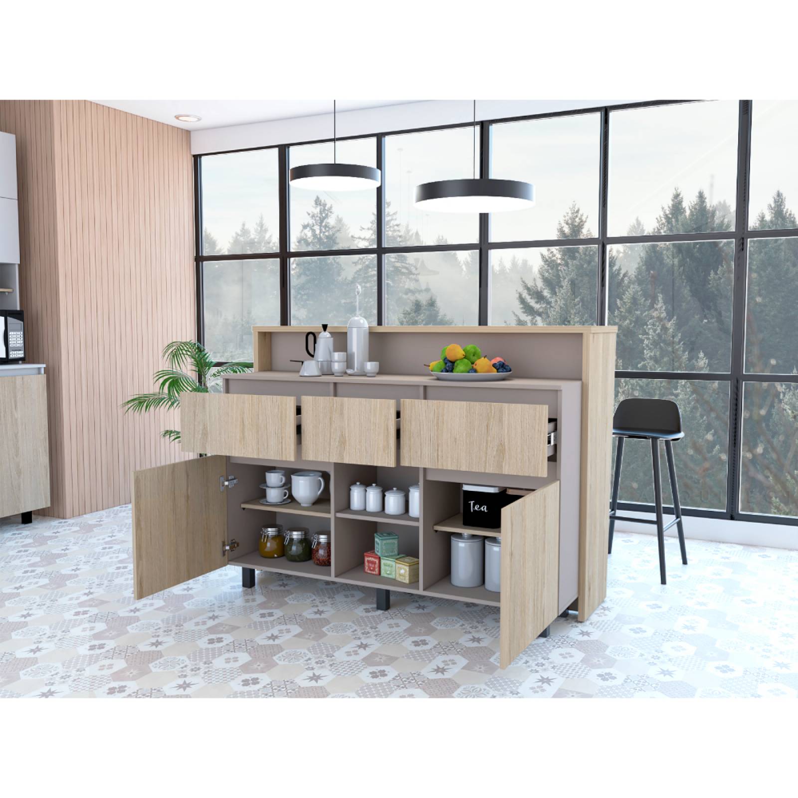 Barra Auxiliar Cocina Kiara Beige Madera MDP Excelsior