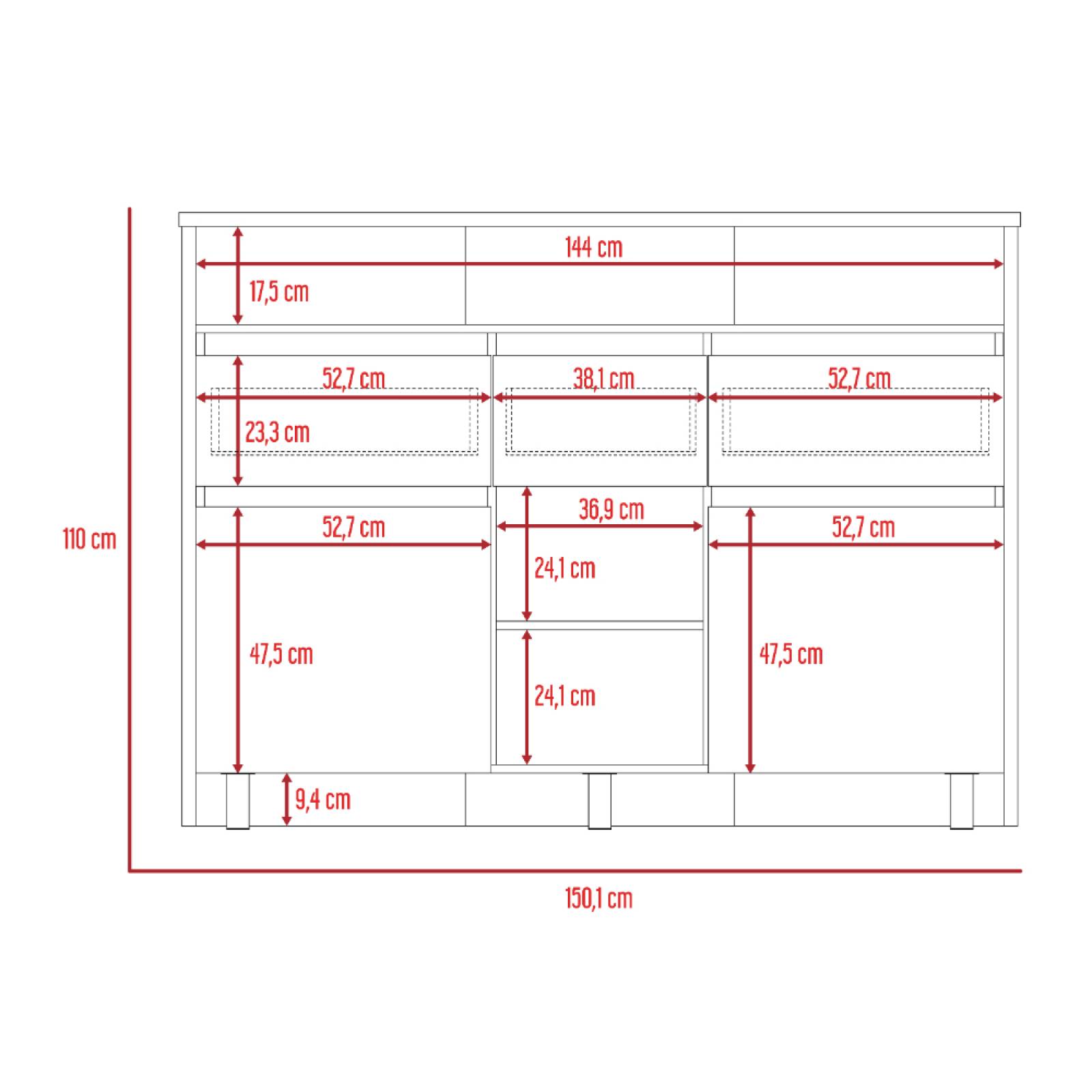 Barra Auxiliar Cocina Kiara Beige Madera MDP Excelsior
