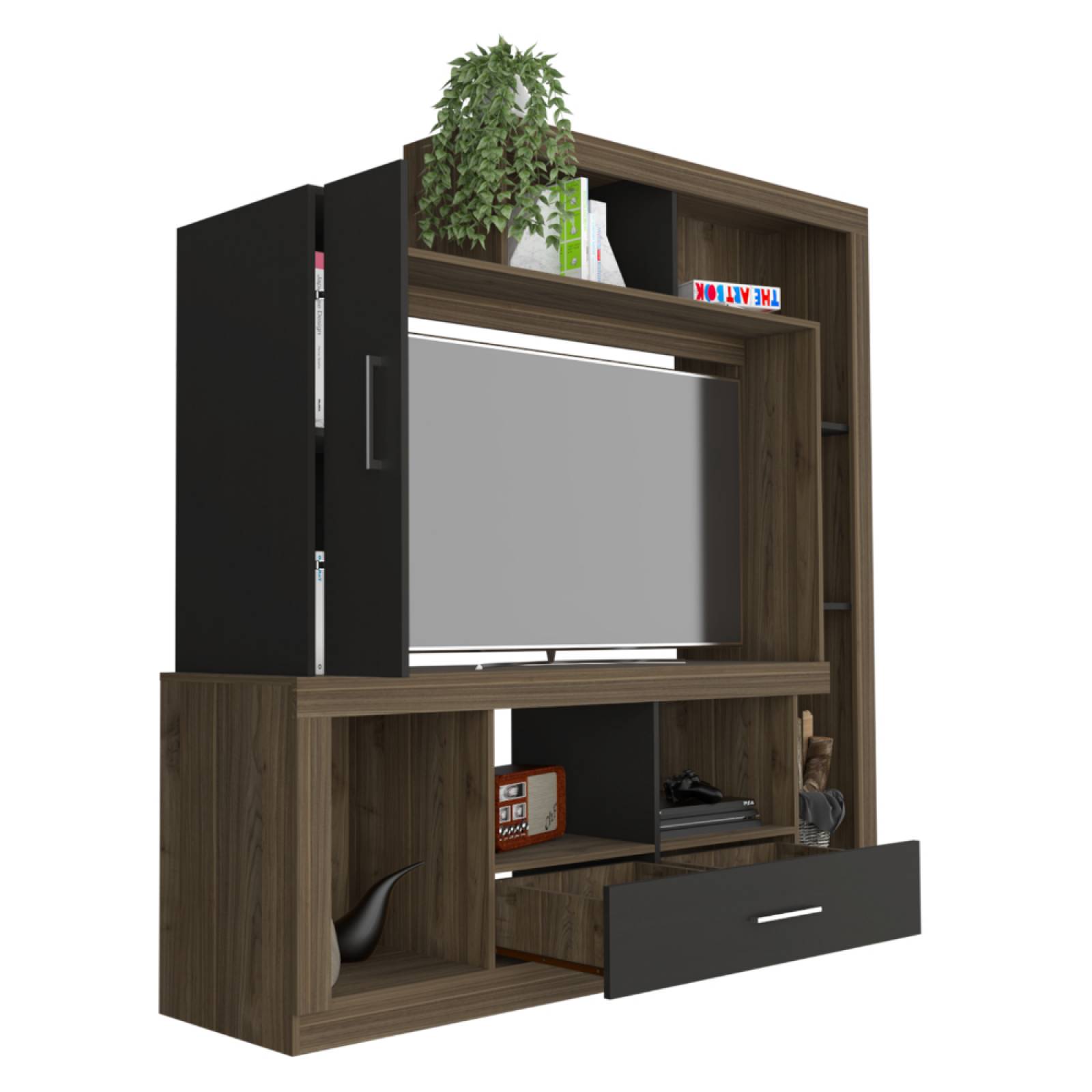 Centro Entretenimiento Alves Bicolor Madera MDP Excelsior